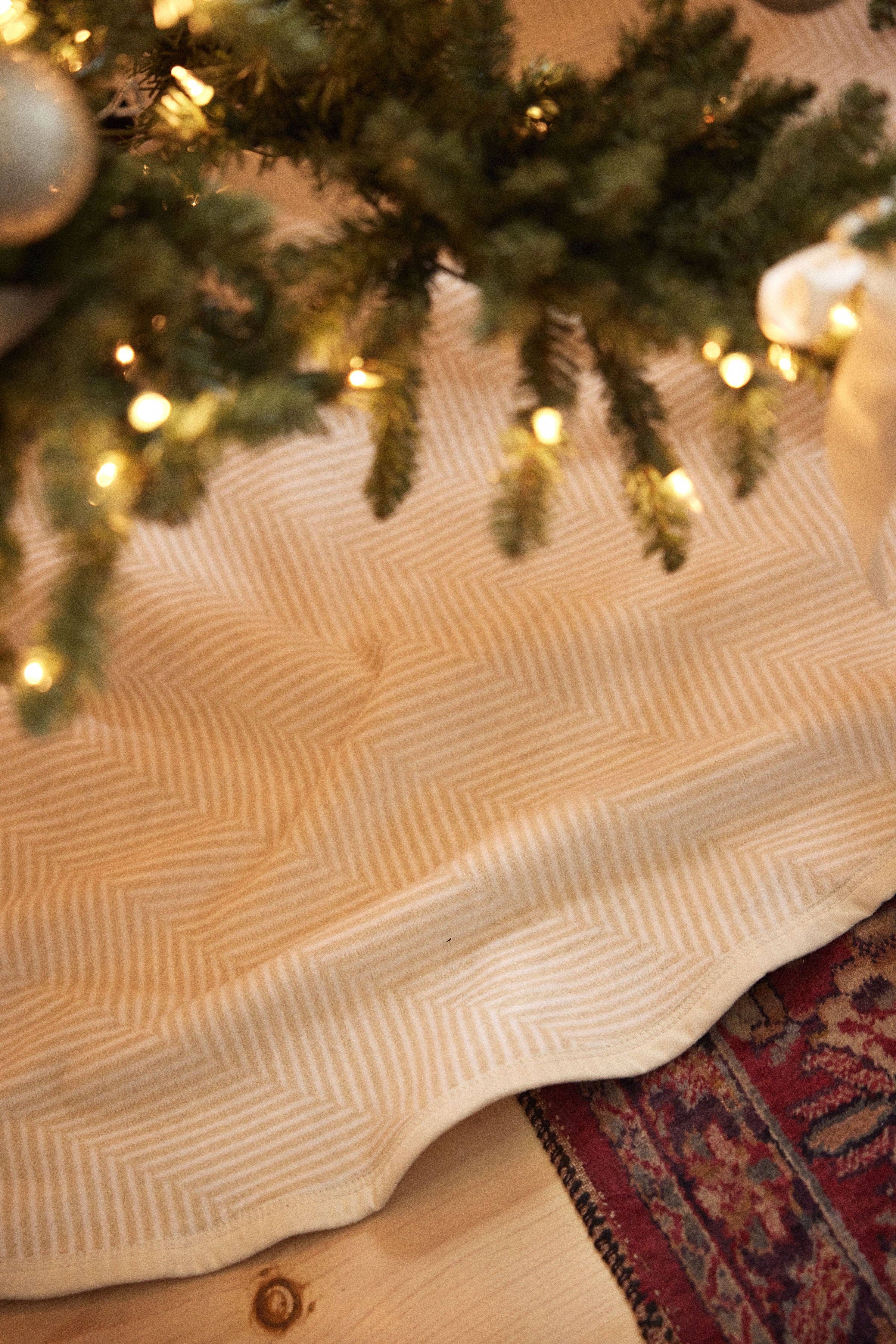 Harborview Herringbone Cream Christmas Tree Skirt-ChappyWrap-Happy on Main