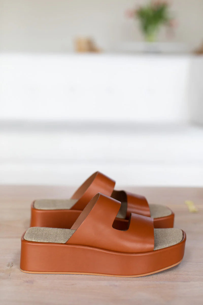 Platform Slide - Almond Leather-Emerson Fry-Happy on Main