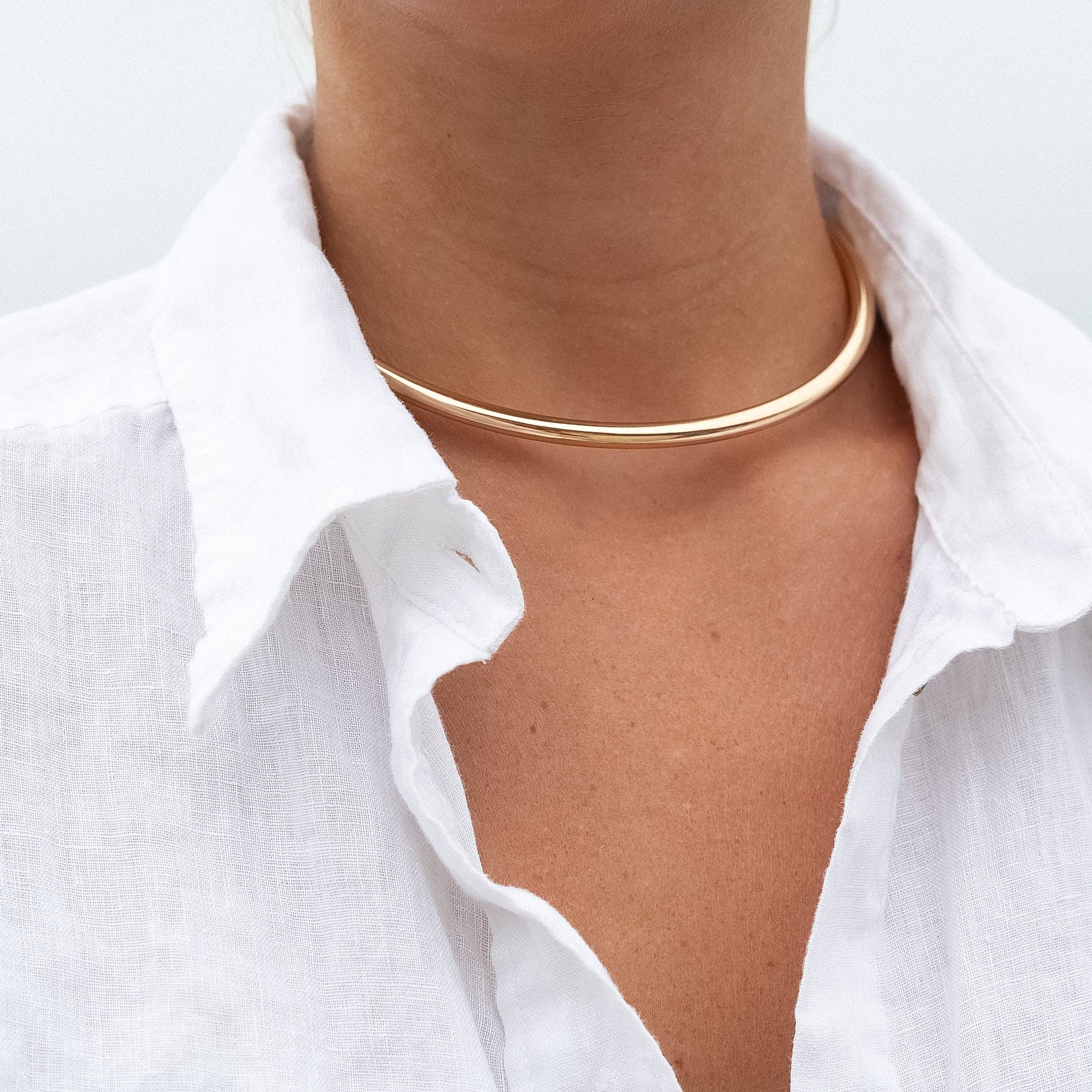 Gemma Mother Of Pearl Heart Choker Necklace-Everyday Jewelry-Happy on Main