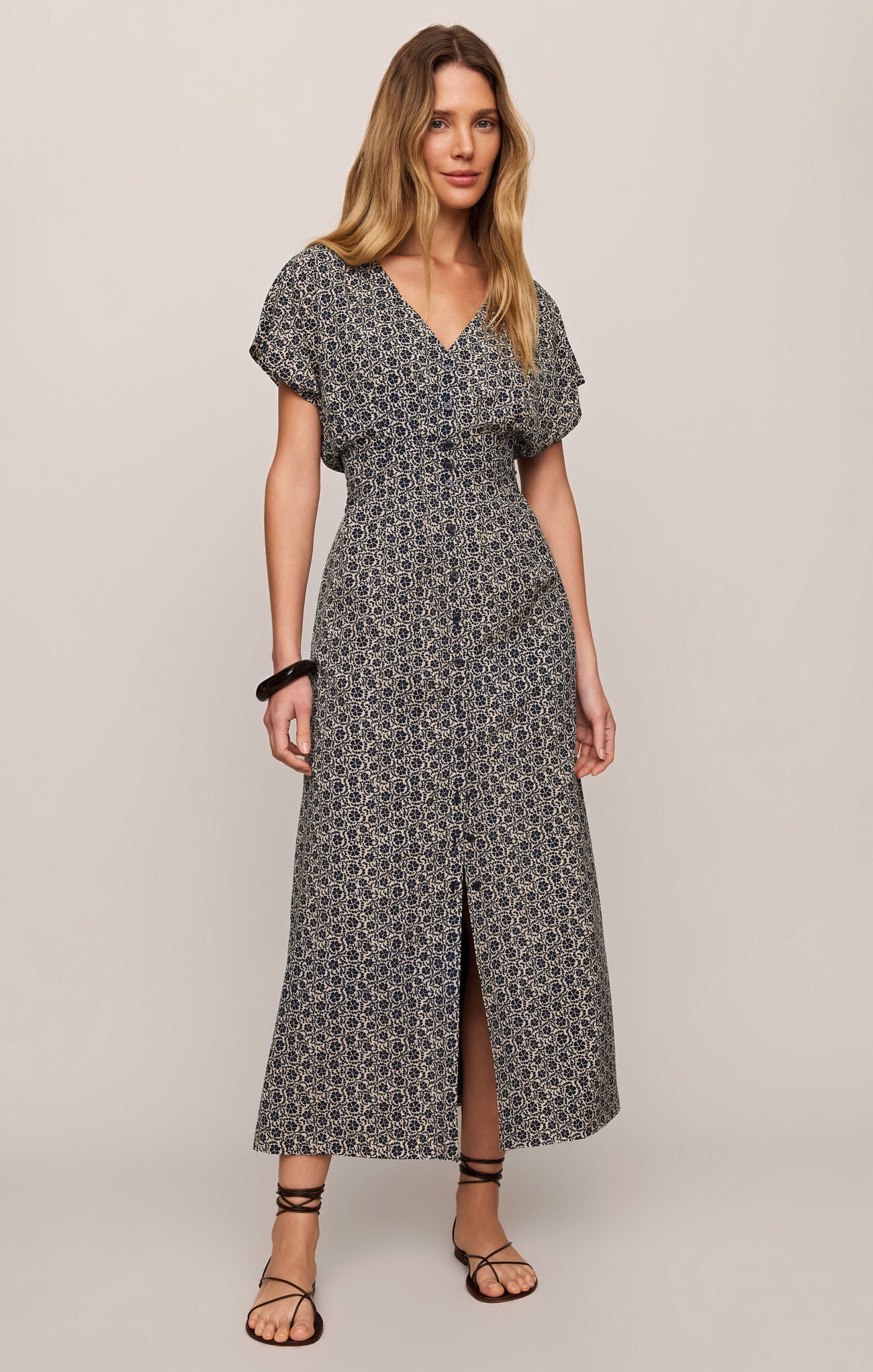 Sanna Iris Floral Midi Dress - Eclipse-Z Supply-Happy on Main