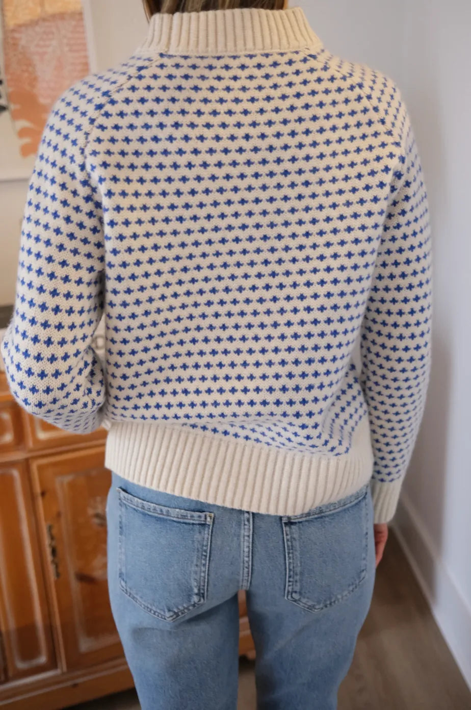 Lodge Sweater - Ivory/Tidal Birdseye-Marea-Happy on Main