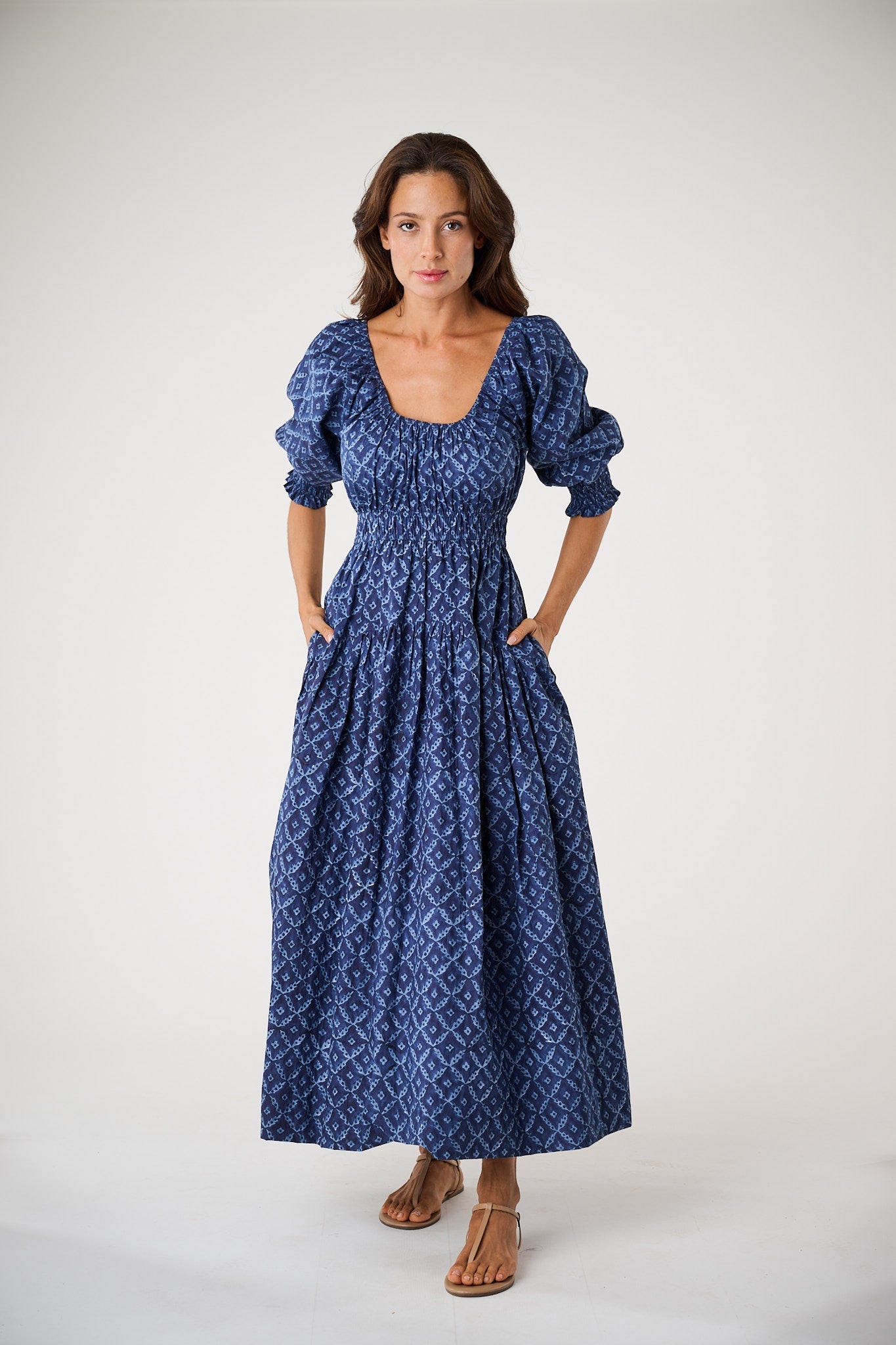 Marea Abby Dress- Indigo Lattice-Marea-Happy on Main