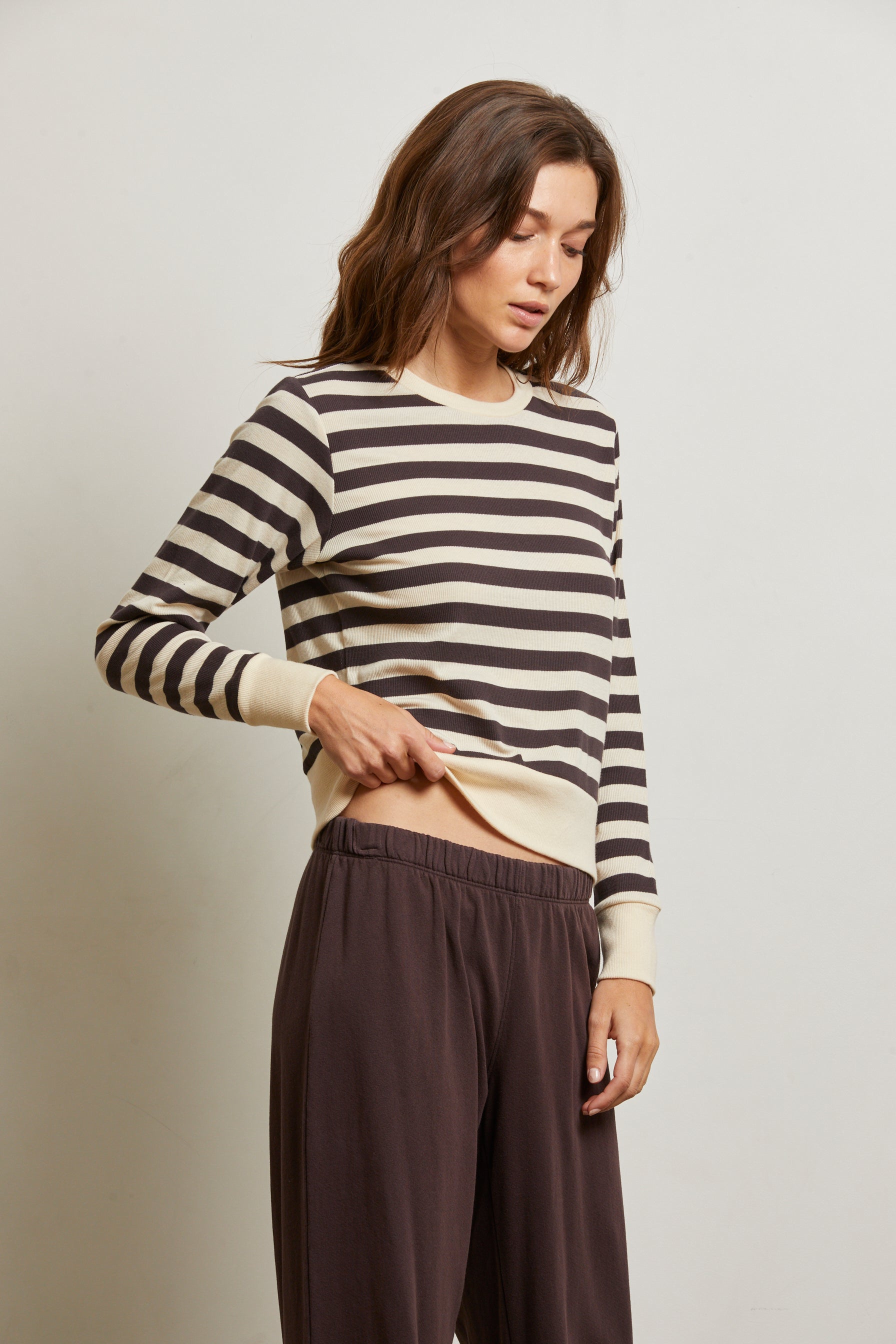 Stef Stripe Luxe Rib Long Sleeve-Casual Tops-Happy on Main