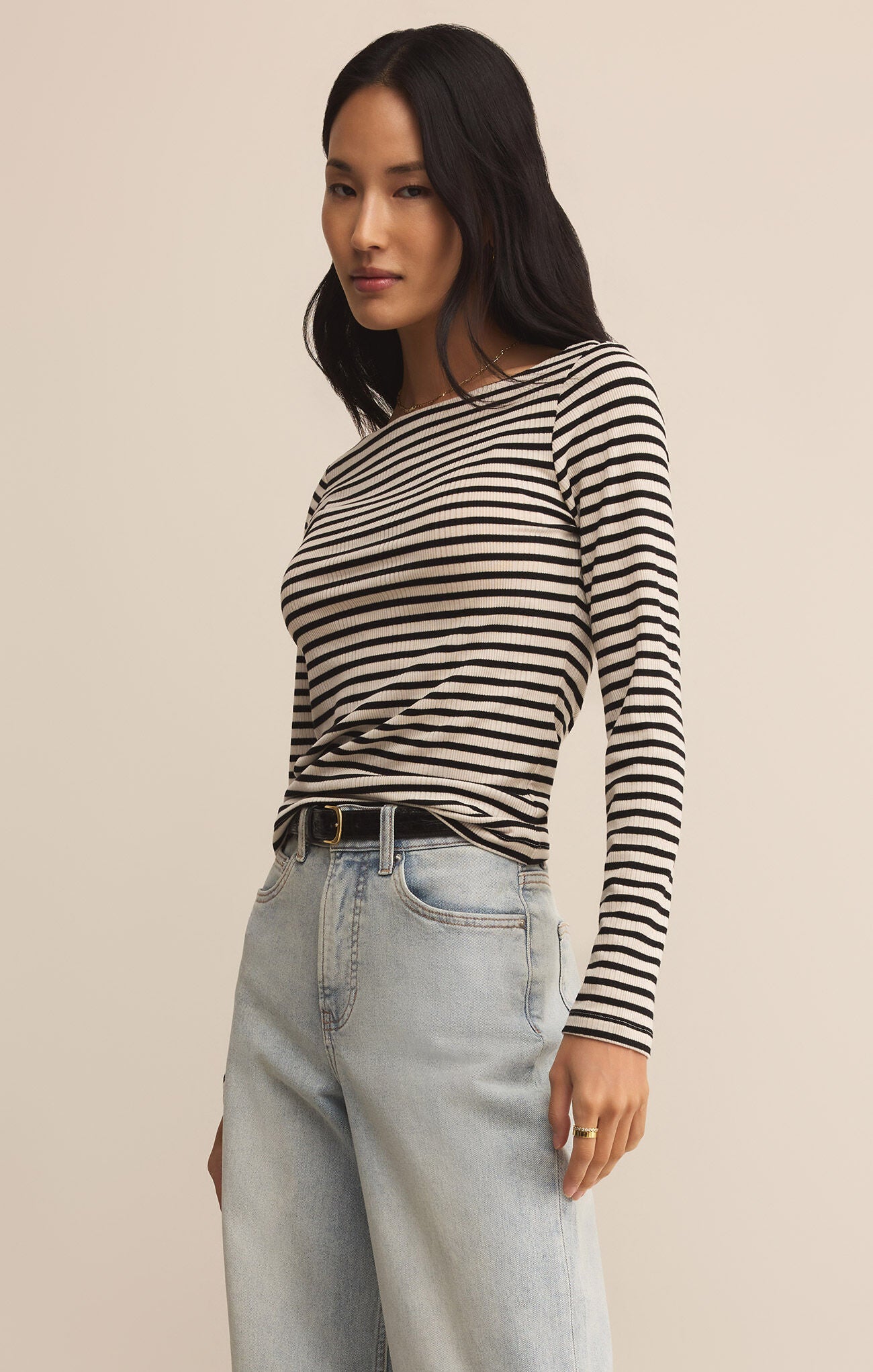Pristine Striped Tee-Basic Tanks + Tees-Happy on Main
