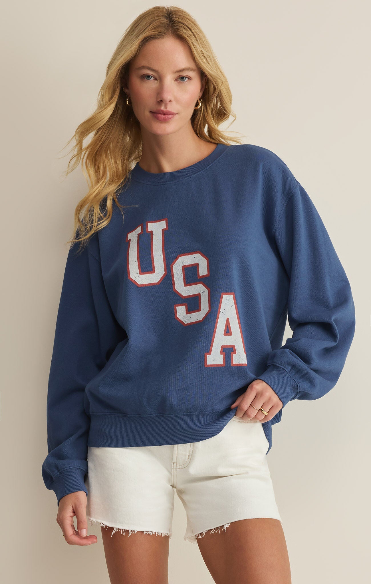 Americana Boyfriend Sweatshirt - True Navy-Z Supply-Happy on Main