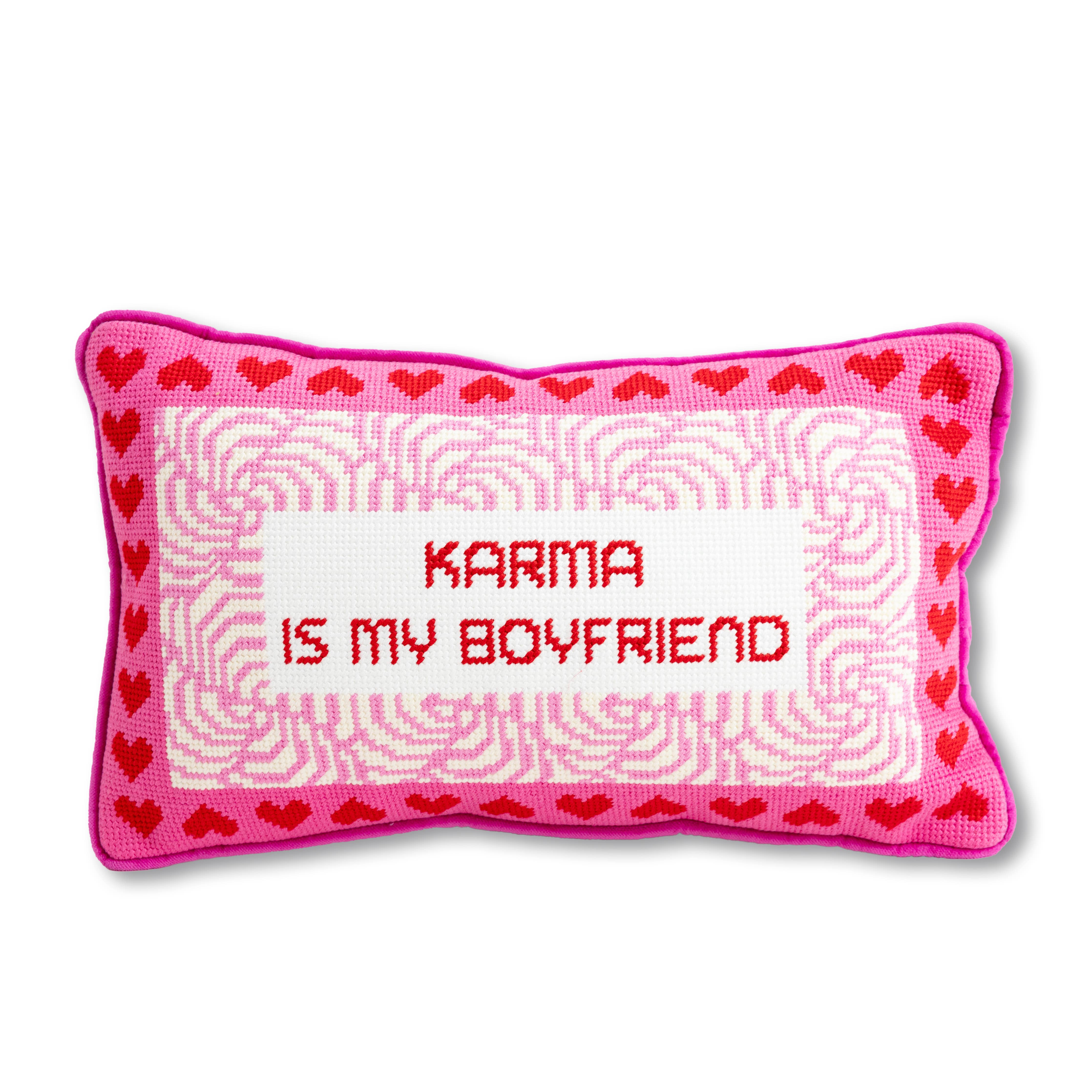 Karma Needlepoint Pillow-Happy on Main