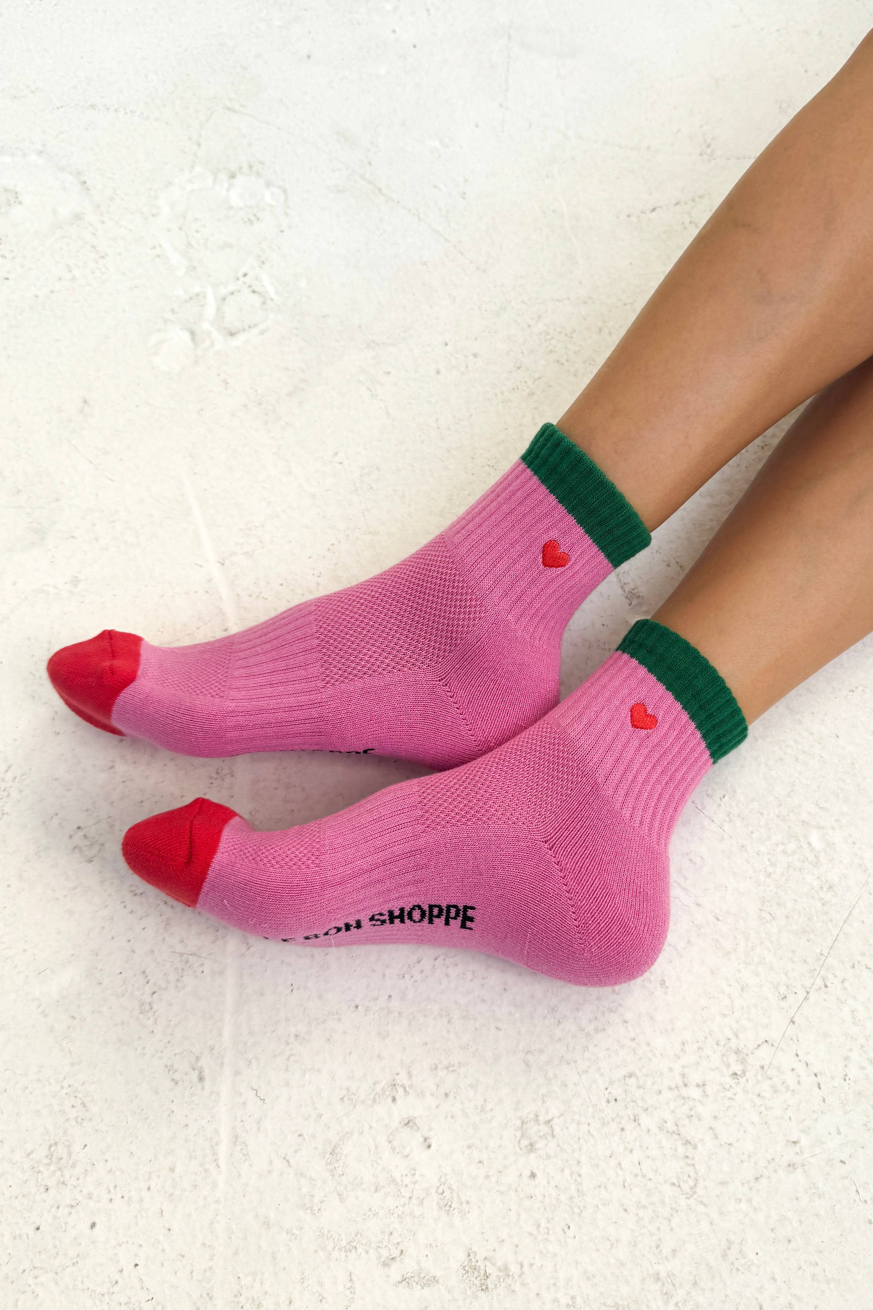 Embroidered Color Block Girlfriend Socks (wholesale)-Le Bon Shoppe-Happy on Main