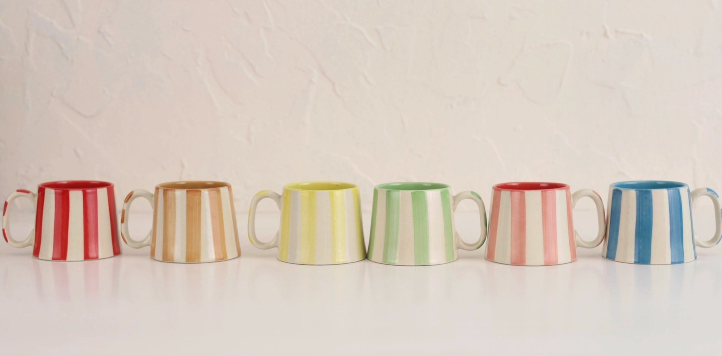 Ceramic Stripe Coffee cup- Dark Blue 220ml-Home Decor-Happy on Main