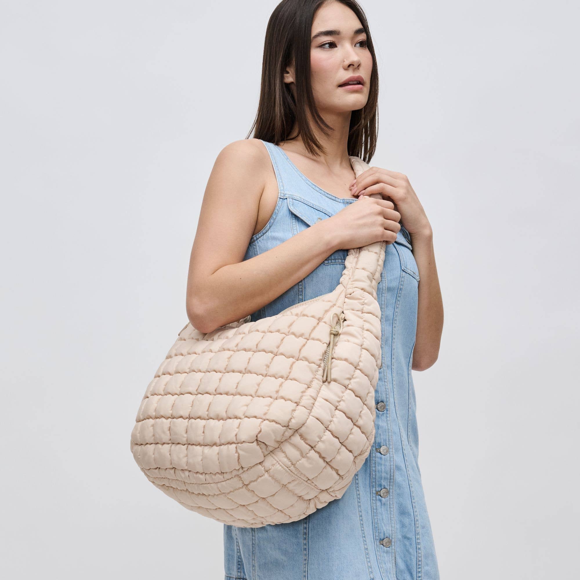 Revive - Quilted Puffer Nylon Hobo-Handbags-Happy on Main