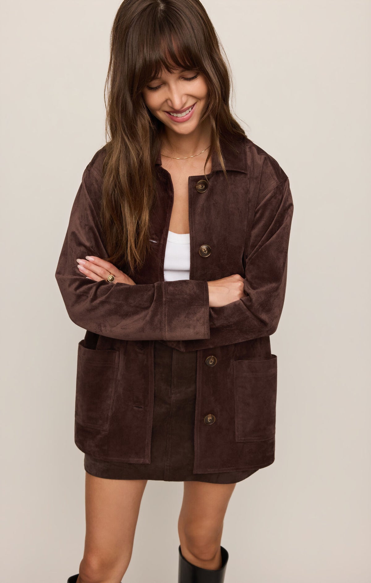 Decker Suede Chore Coat - Dark Chocolate-Z Supply-Happy on Main