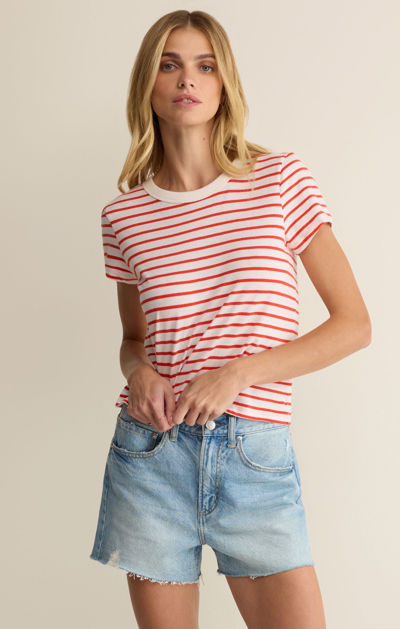 Junie Striped Tee  - Lychee