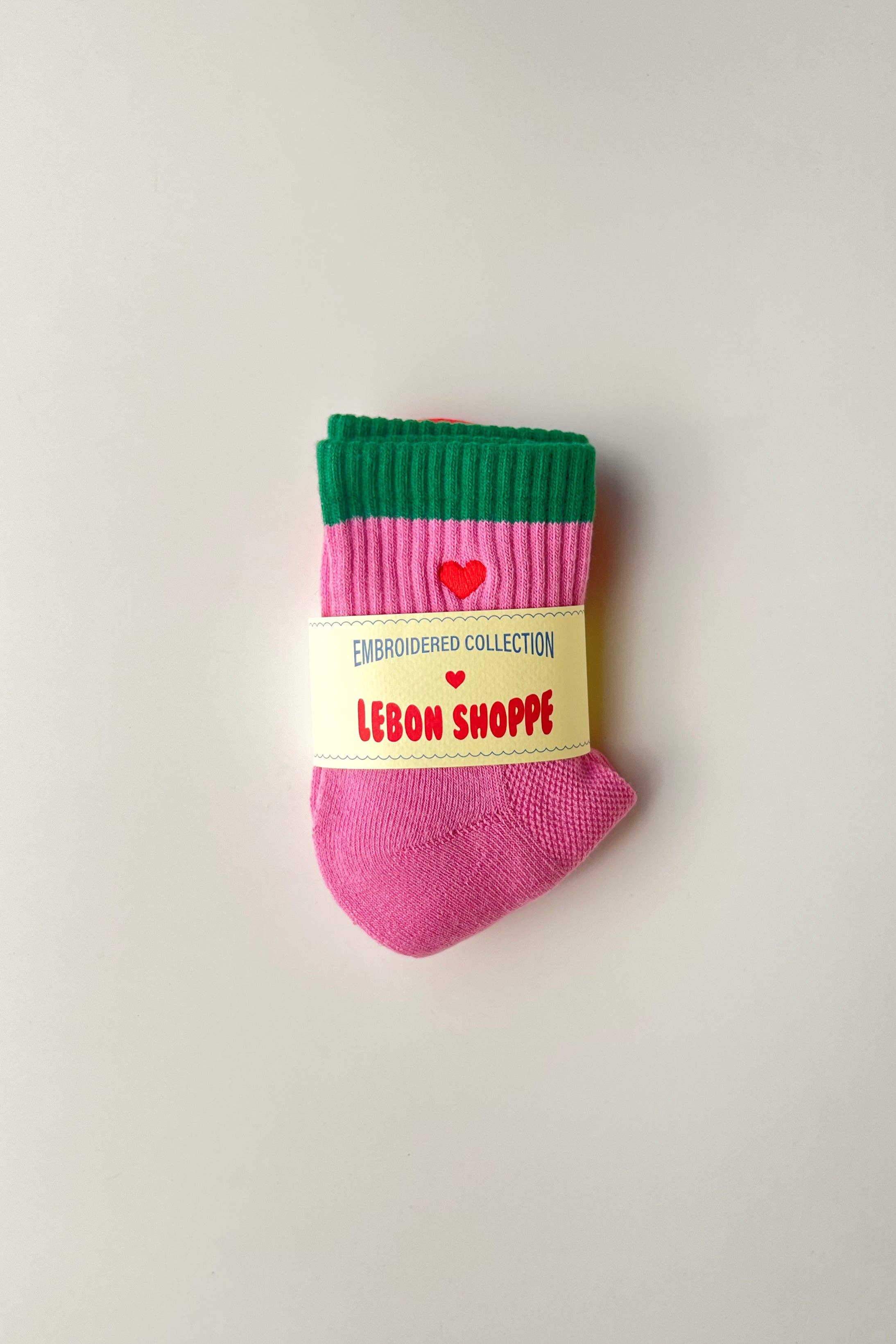Embroidered Color Block Girlfriend Socks (wholesale)-Le Bon Shoppe-Happy on Main