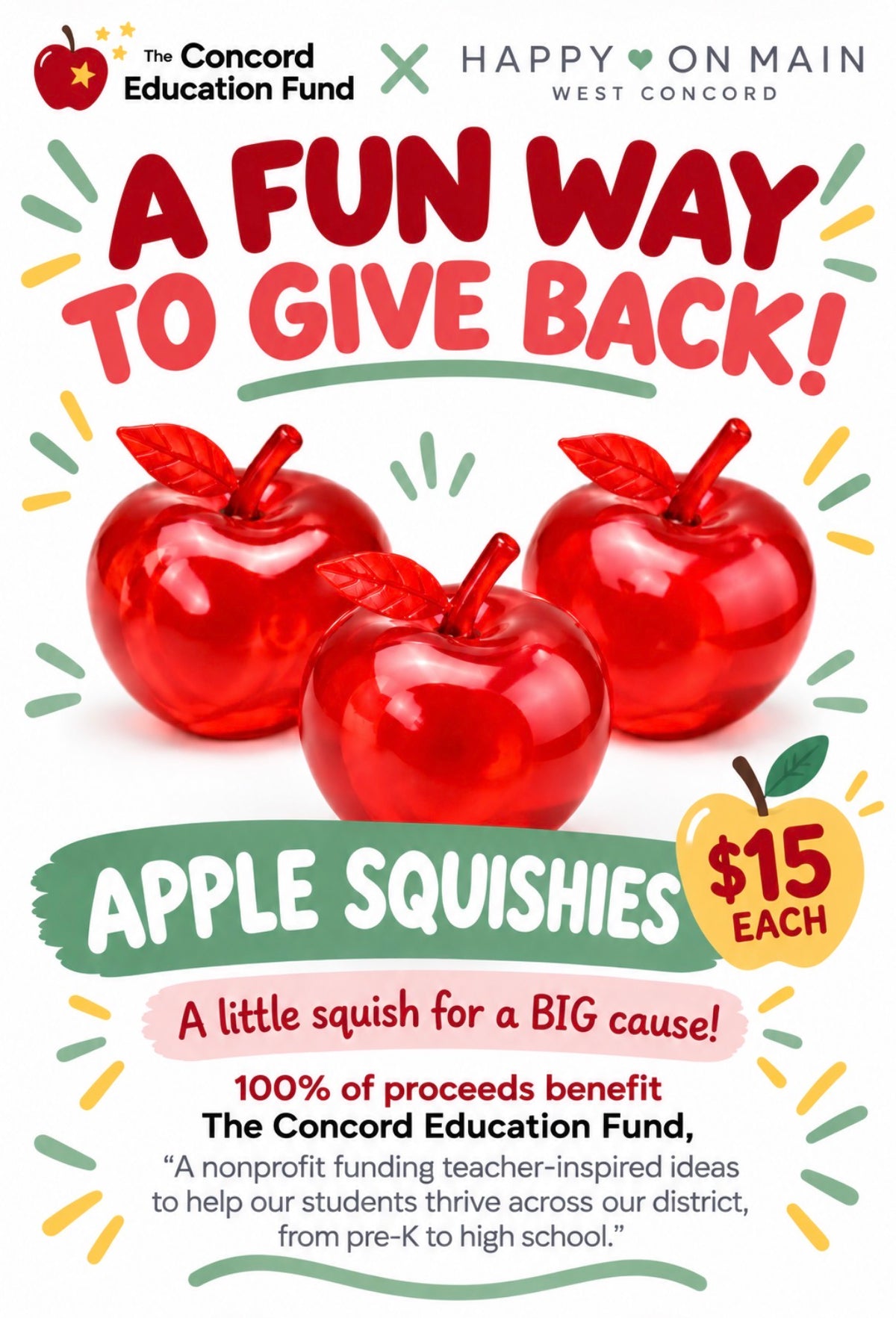 Apple Squishy 🍎 | Supporting the Concord Education Fund-Happy on Main-Happy on Main