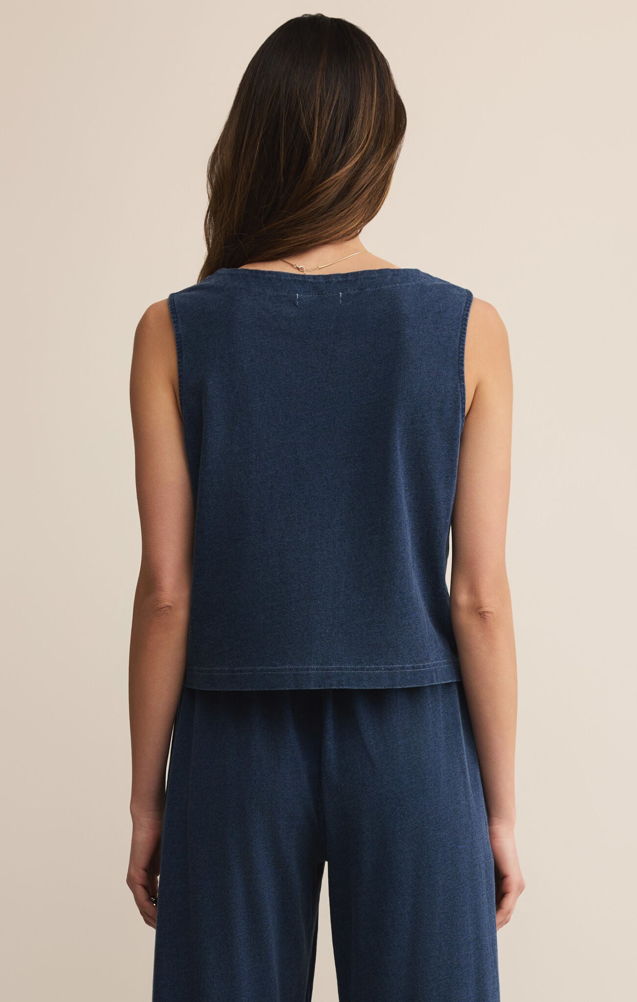 Solace Jersey Denim Top-Casual Tops-Happy on Main