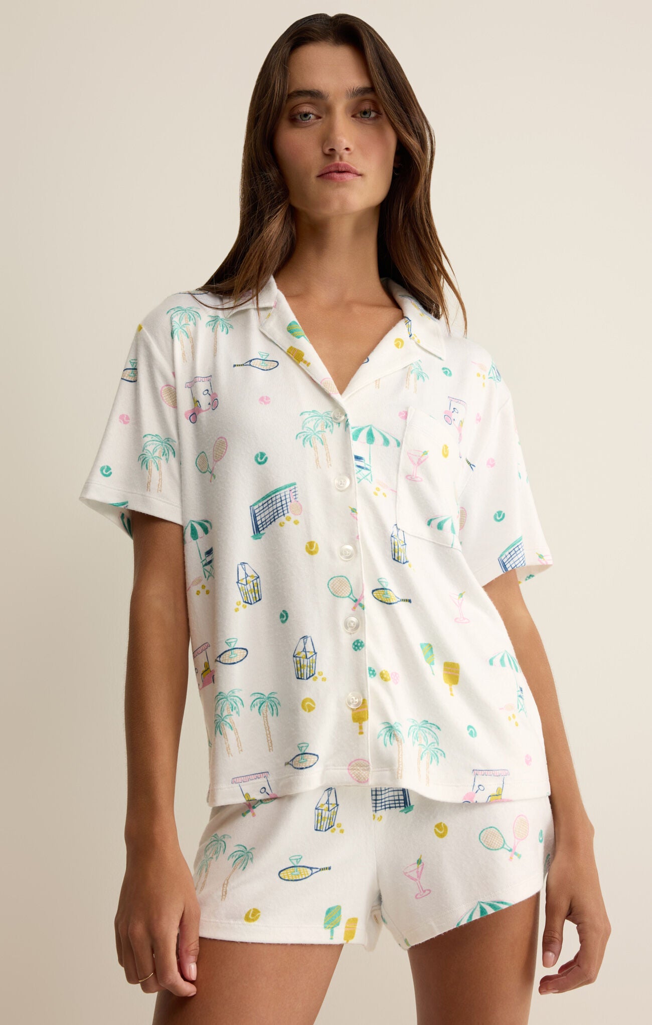 Court Sports PJ Top - White-Z Supply-Happy on Main