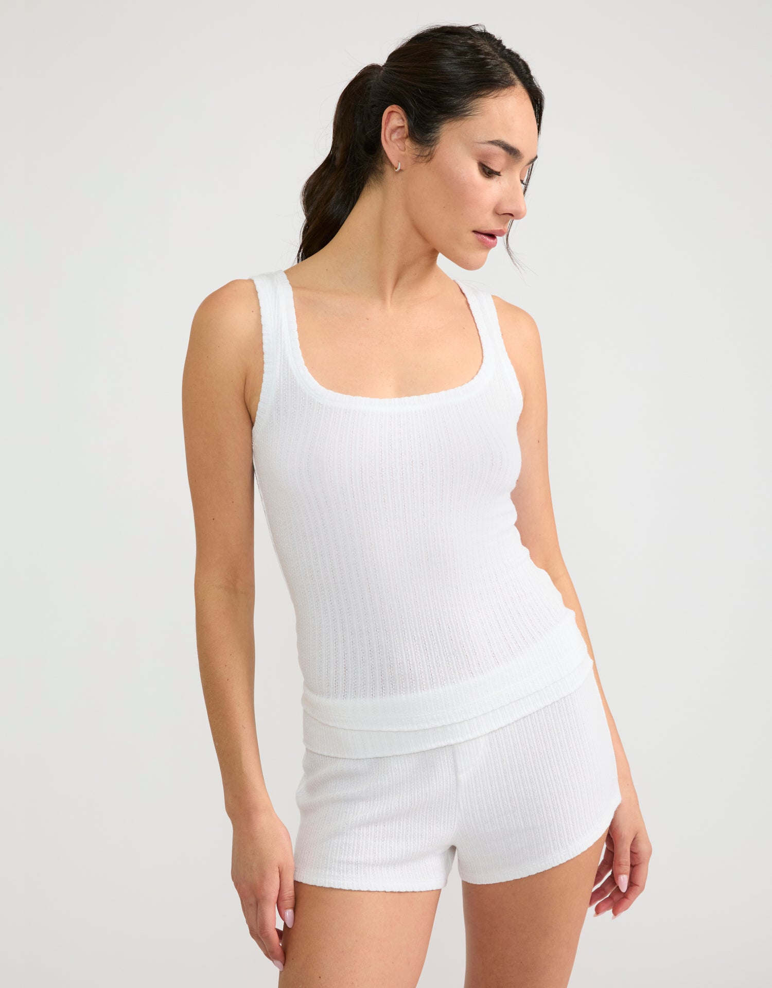 Santa Barbara Pointelle Tank - Pearl-Maison Wheat-Happy on Main