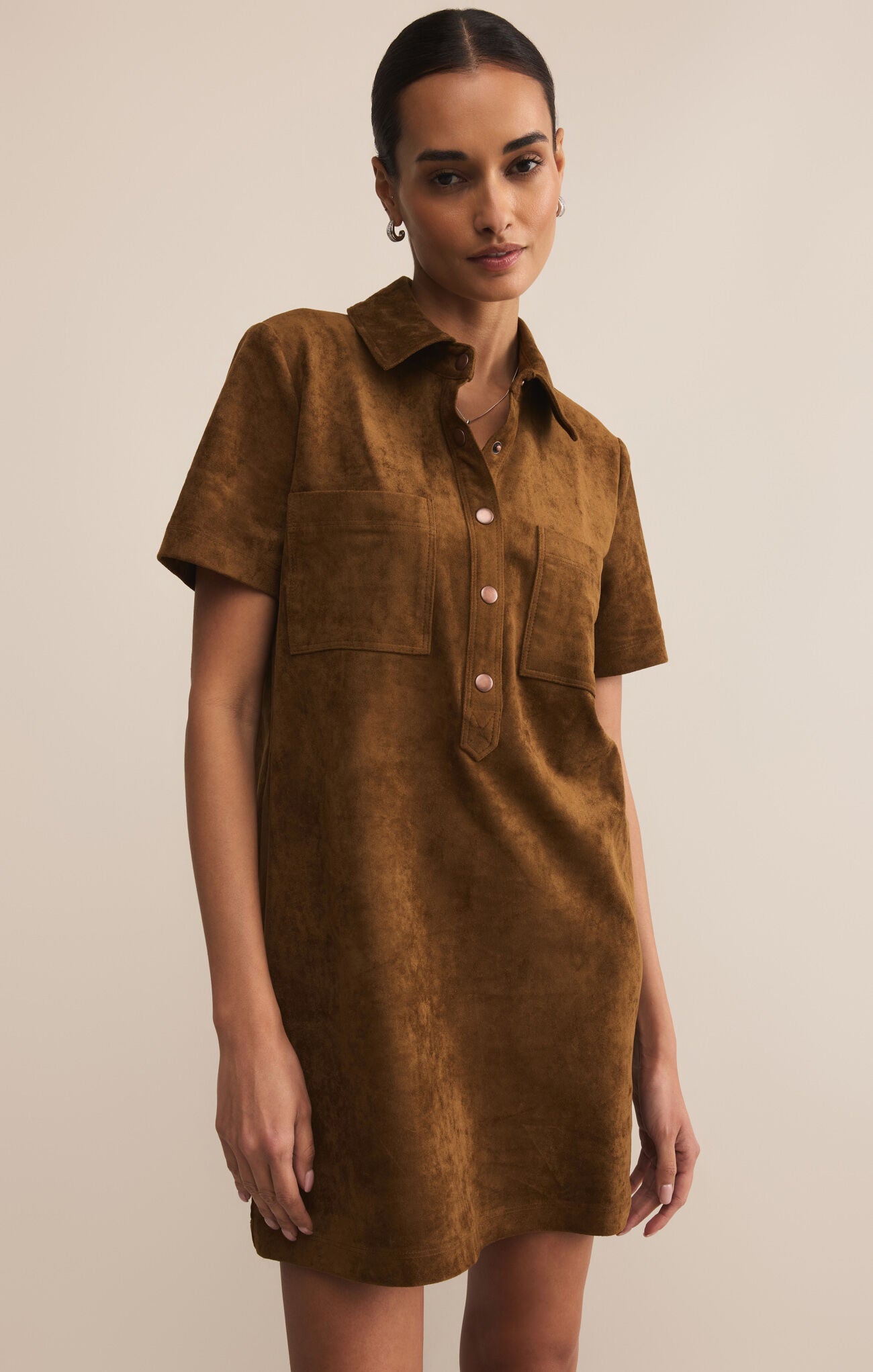 Sydney Suede Mini Dress-Casual Dresses-Happy on Main