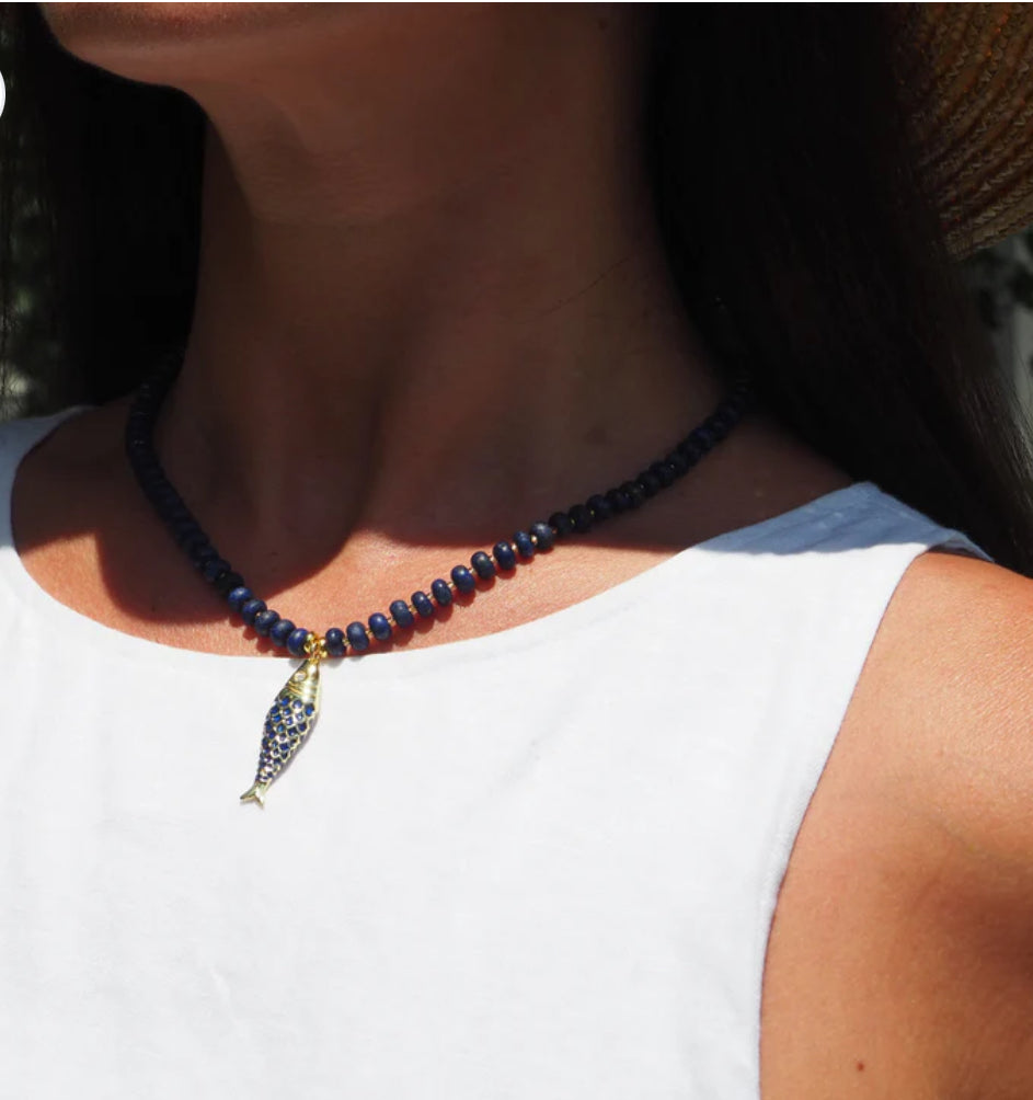 Paros Fish Charm Necklace-Everyday Jewelry-Happy on Main