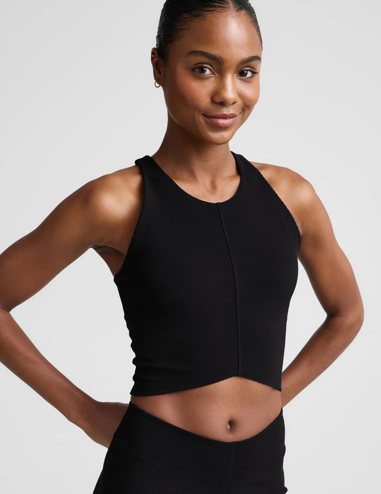 Impulse Ribbed High Neck Tank - Black Onyx-Beyond Yoga-Happy on Main