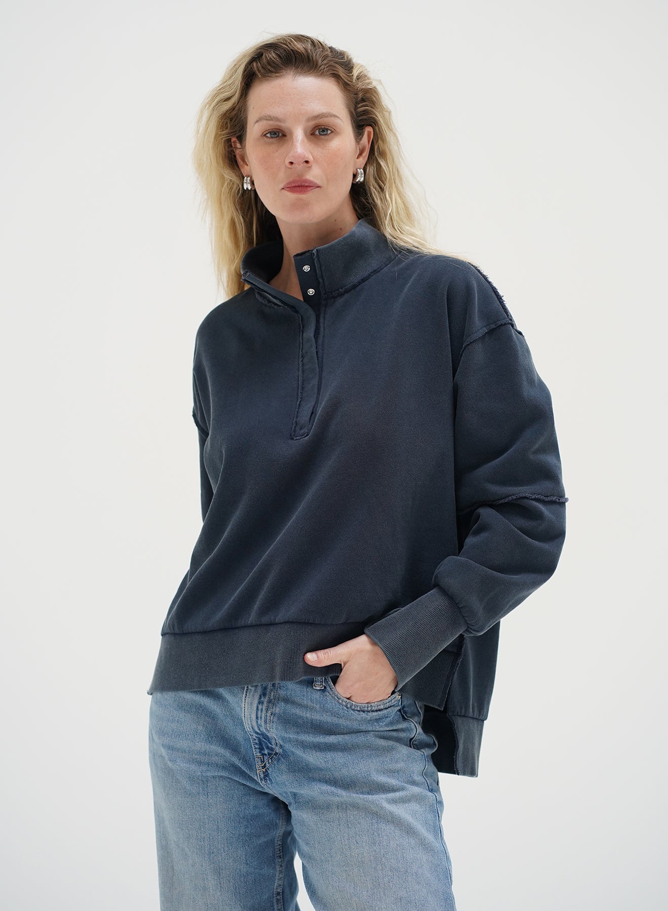 Hallie Snap Collar Pullover-Core Sweaters-Happy on Main