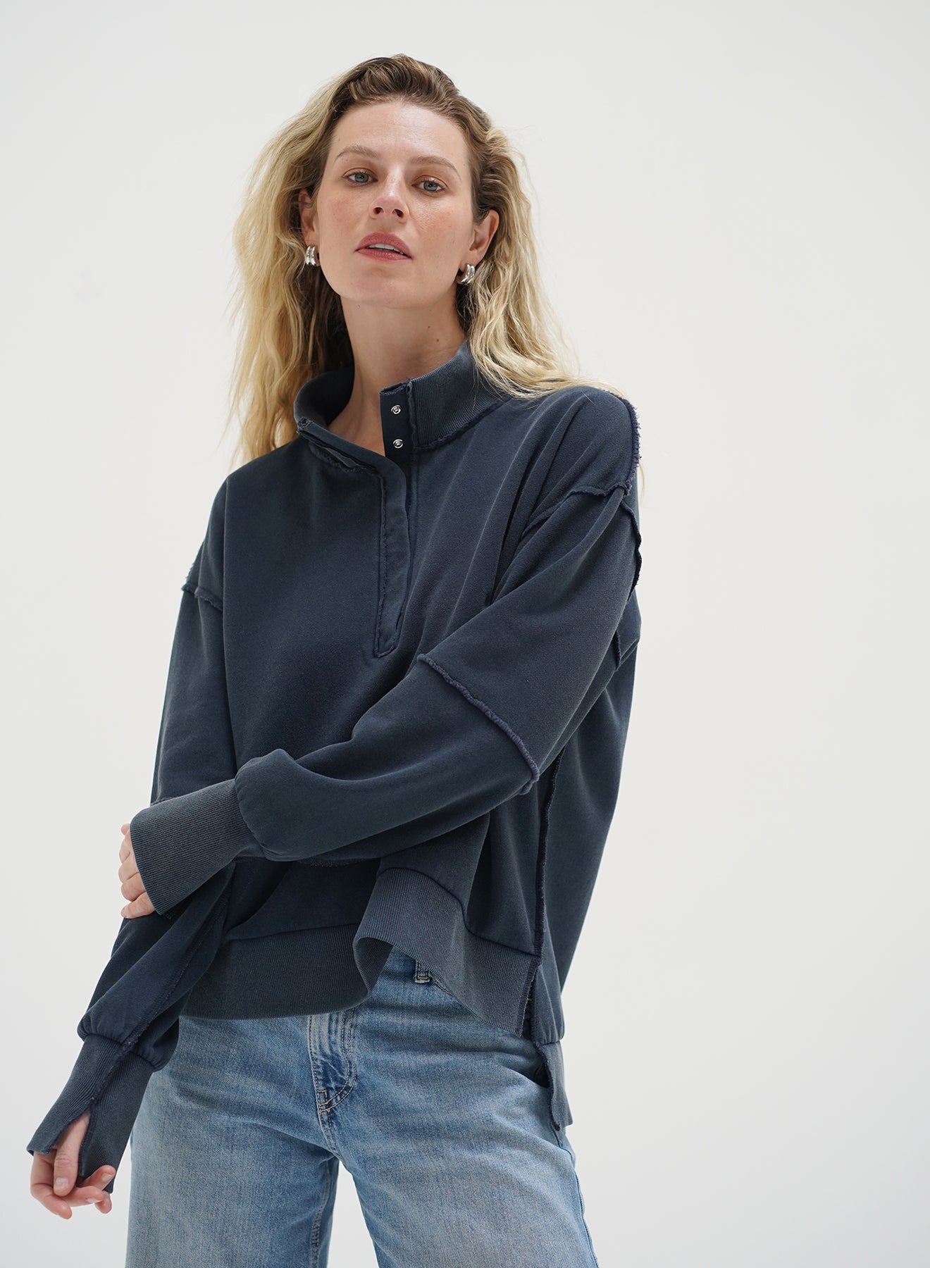 Hallie Snap Collar Pullover-Core Sweaters-Happy on Main