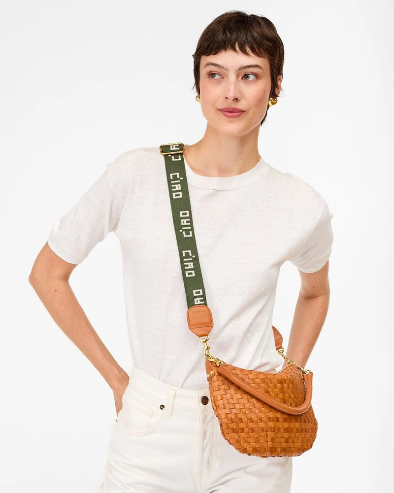 Adjustable Crossbody Strap - Army / Cream-Clare V.-Happy on Main