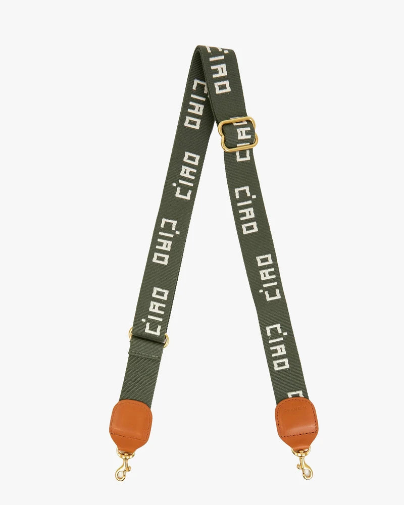 Adjustable Crossbody Strap - Army / Cream-Clare V.-Happy on Main