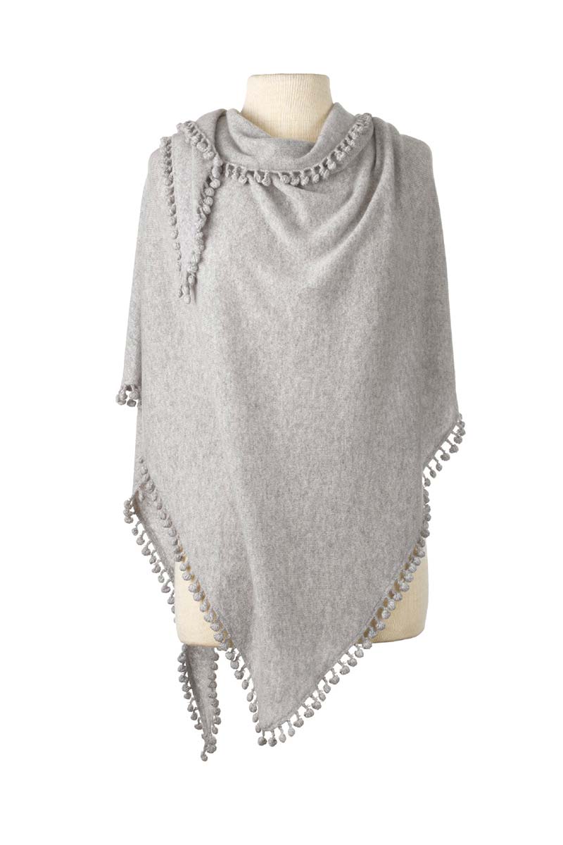 Pom-Pom Triangle Wrap-Alpine Cashmere-Happy on Main