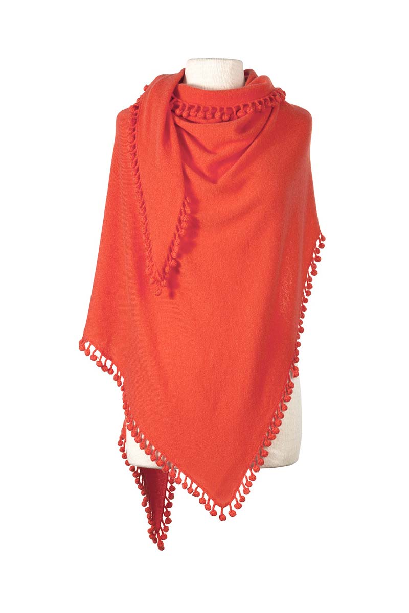 Pom-Pom Triangle Wrap-Alpine Cashmere-Happy on Main
