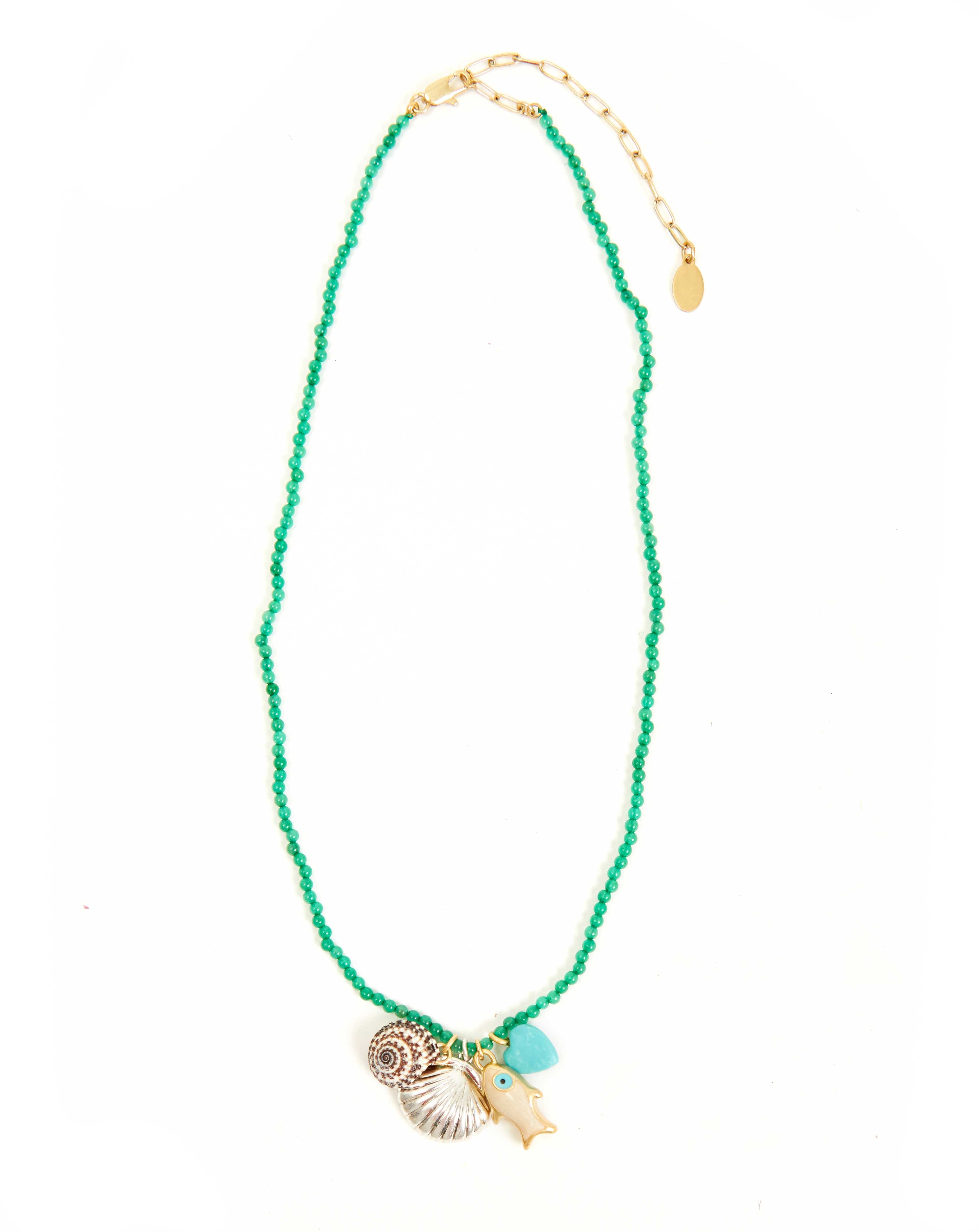 Beaded Charm Necklace - Multi Color-Clare V.-Happy on Main