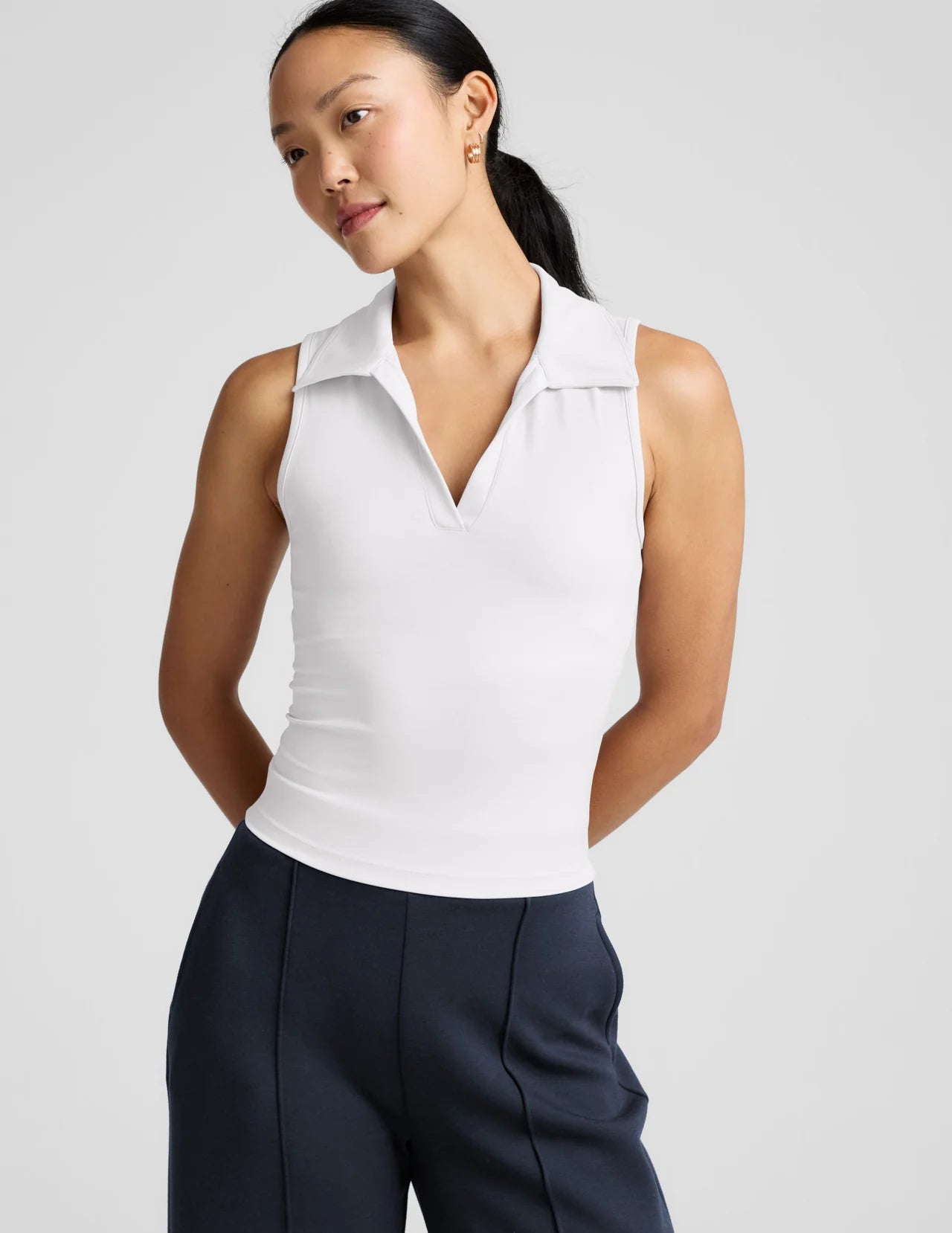 Sport Active Polo Tank - White-Beyond Yoga-Happy on Main
