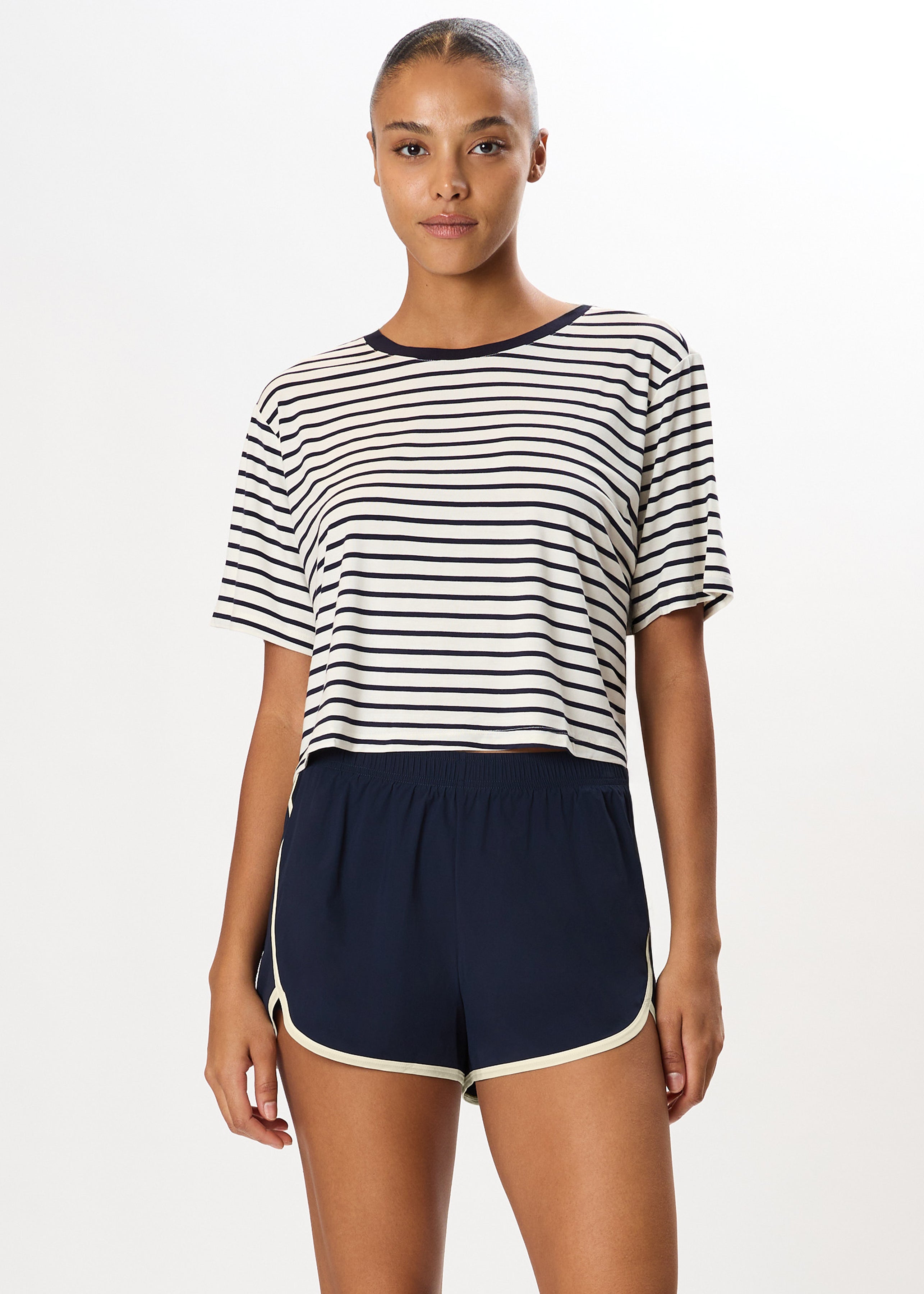 Djuna Oversized Jersey Tee - White/Indigo Stripe-Splits59-Happy on Main