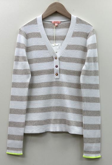 LUCKY STRIPE - WHITE/ALMOND-Lisa Todd-Happy on Main