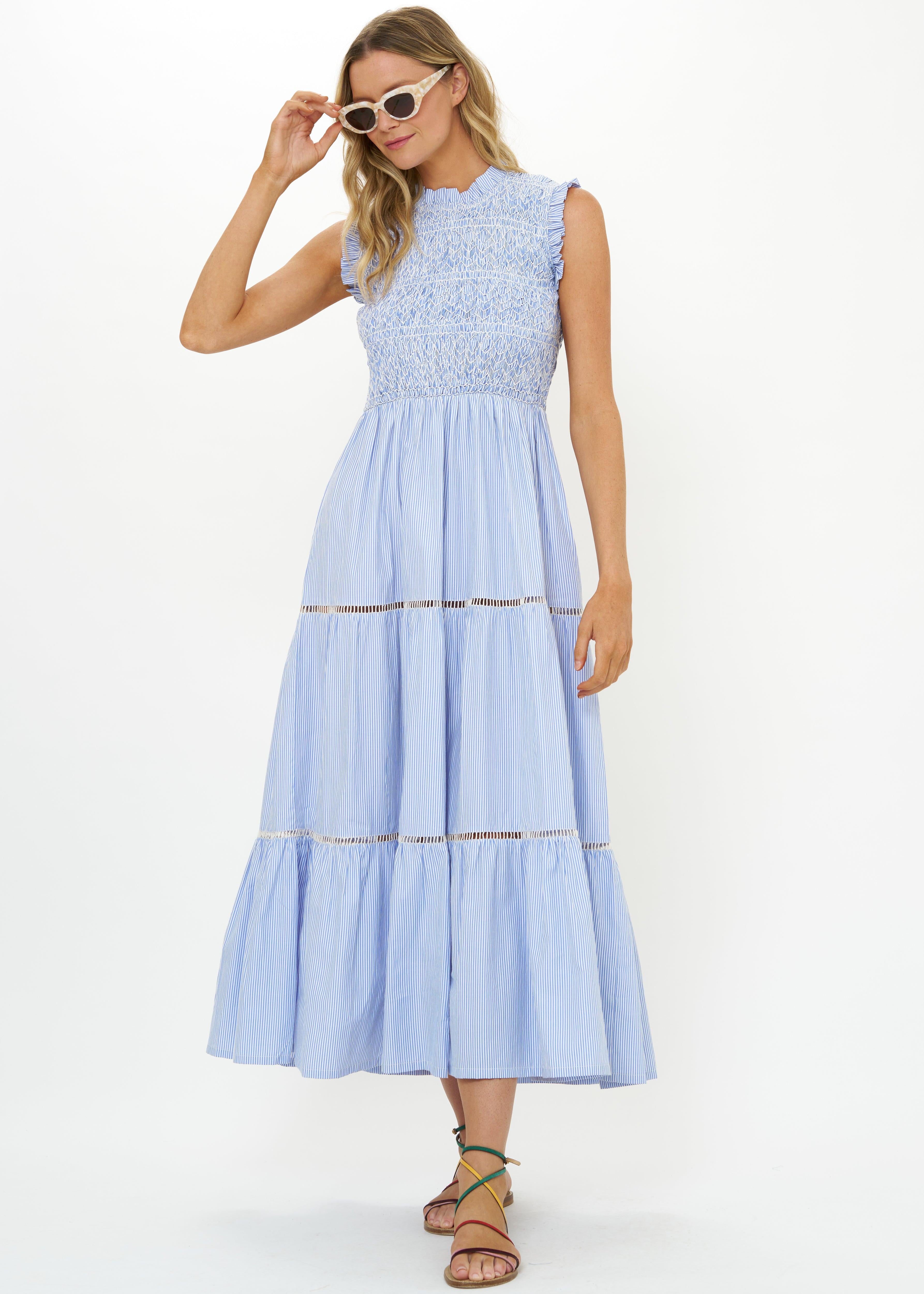 Sleeveless Smocked Maxi-Dressy Dresses-Happy on Main