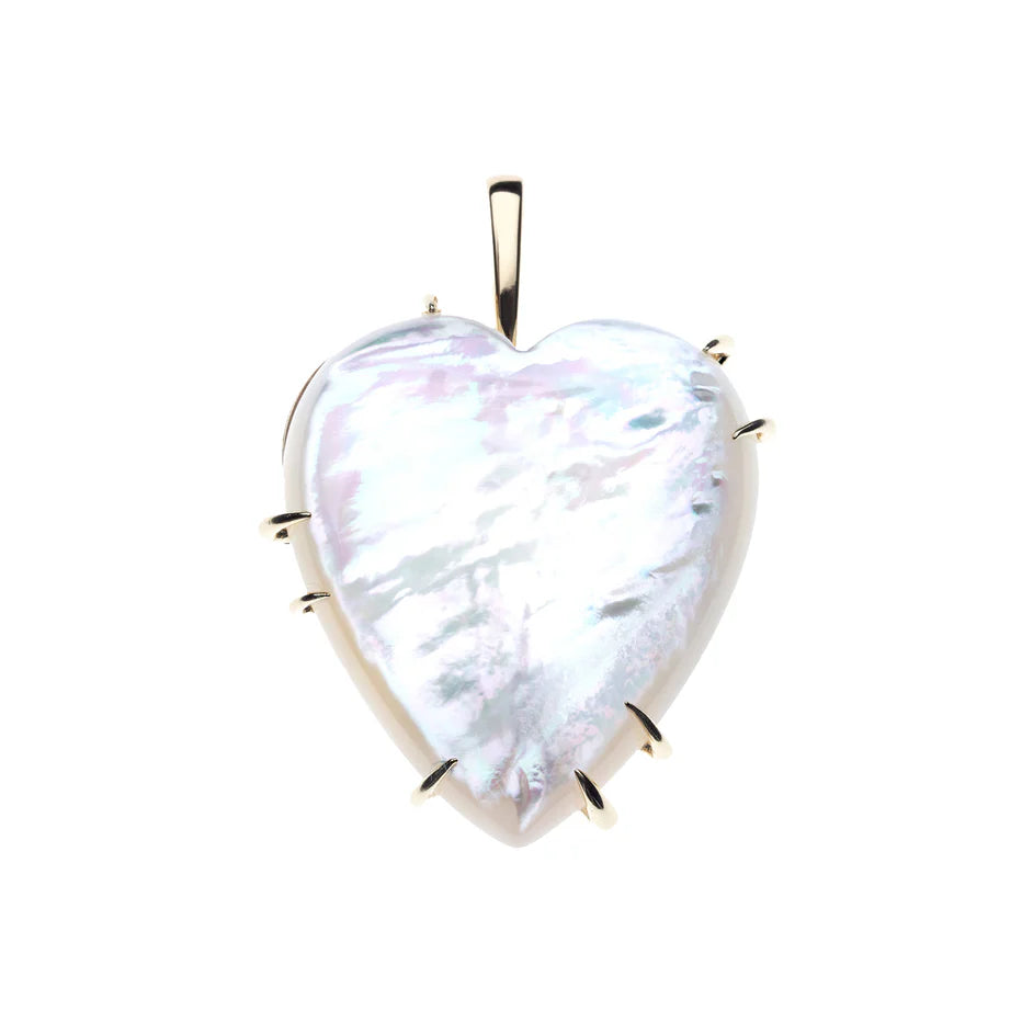 LOVE Carry Your Heart Pendant in Mother of Pearl - Mother of Pearl / 18" Drawn Link Chain-Jane Win-Happy on Main