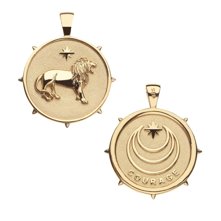COURAGE JW Original Pendant Coin - Gold / 18" Drawn Link Chain-Jane Win-Happy on Main