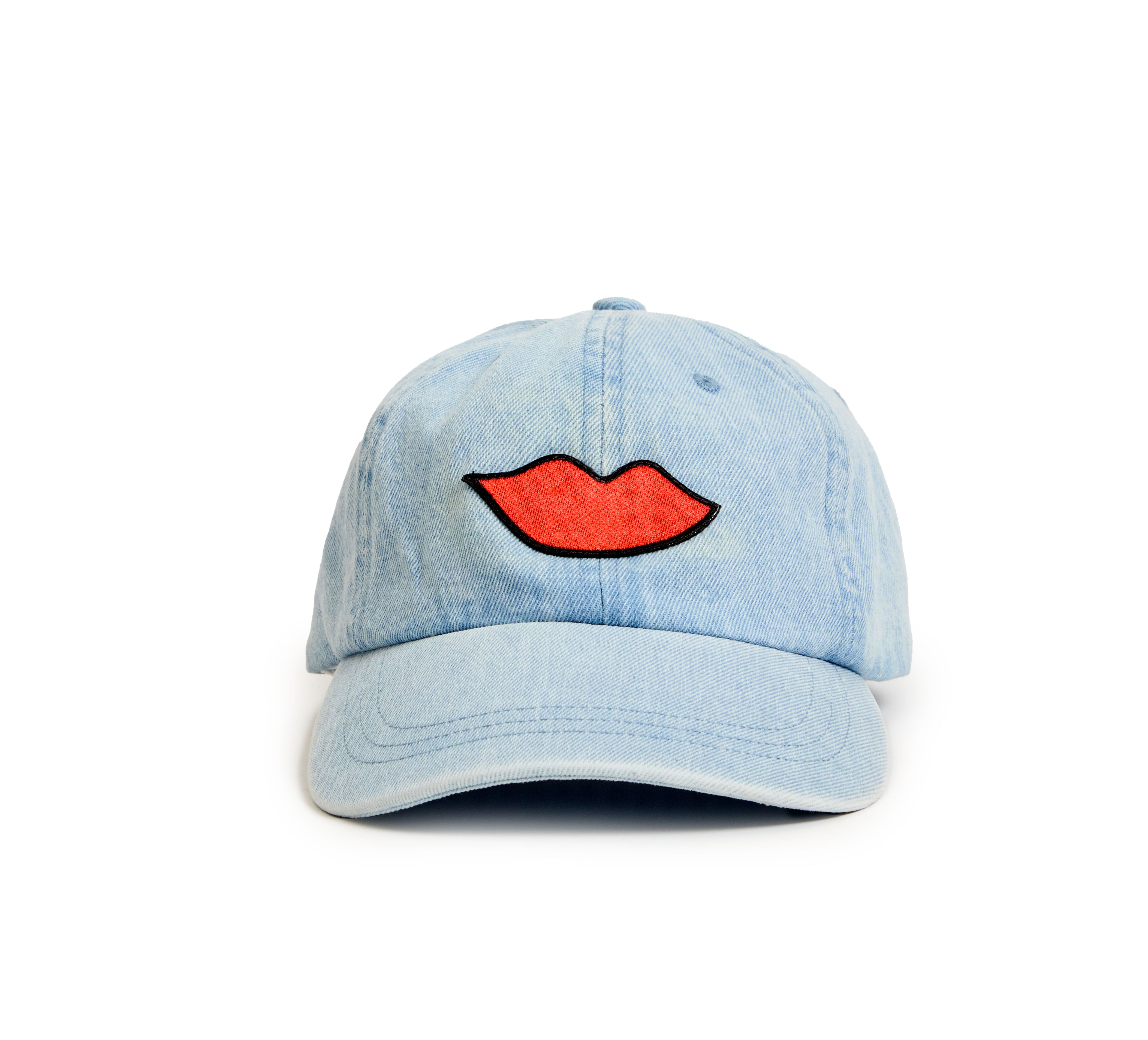 Denim Baseball Hat - Lips Patch-Misc Accessories-Happy on Main
