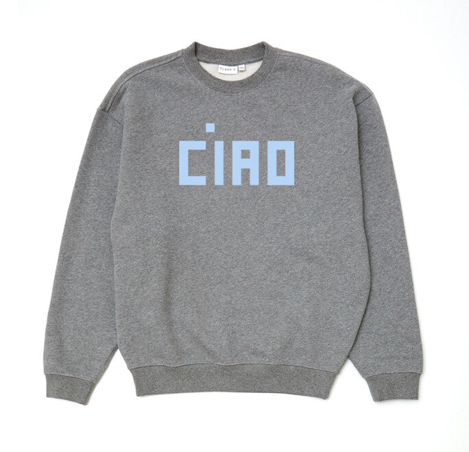 Oversized Sweatshirt - Block Ciao - Grey Melange-Clare V.-Happy on Main