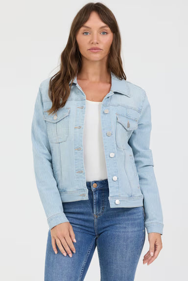 Ainsley Denim Jacket - Railroad Stripes-Dear John-Happy on Main
