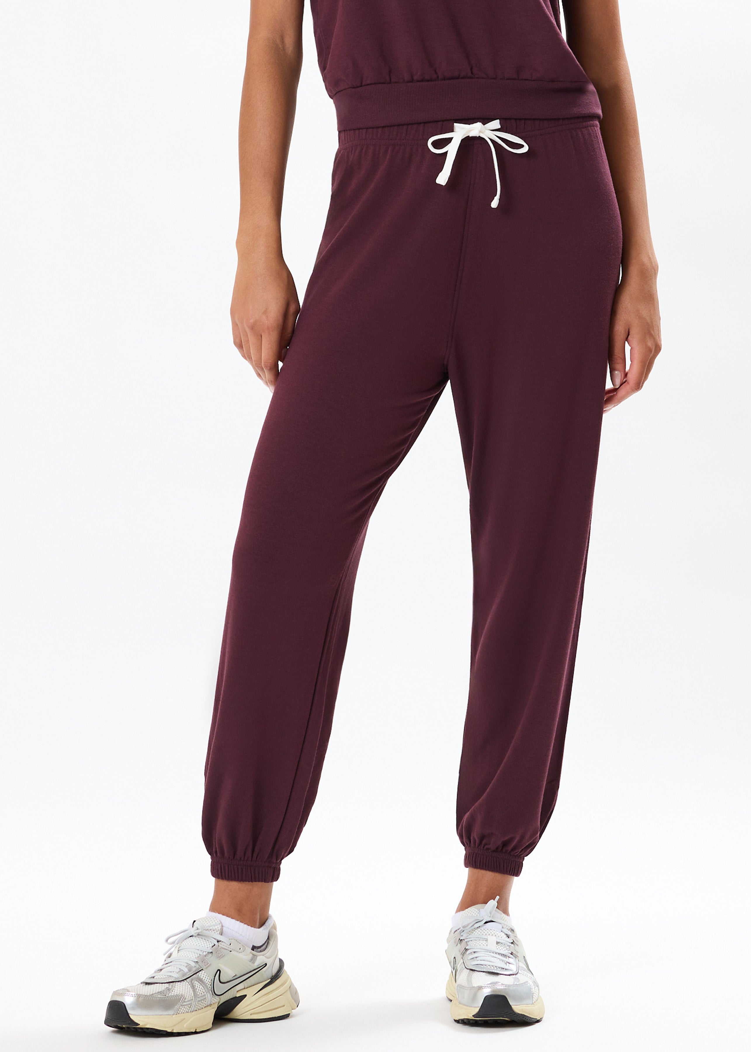 Andie Oversized Fleece Sweatpant - Dark Cherry-Splits59-Happy on Main