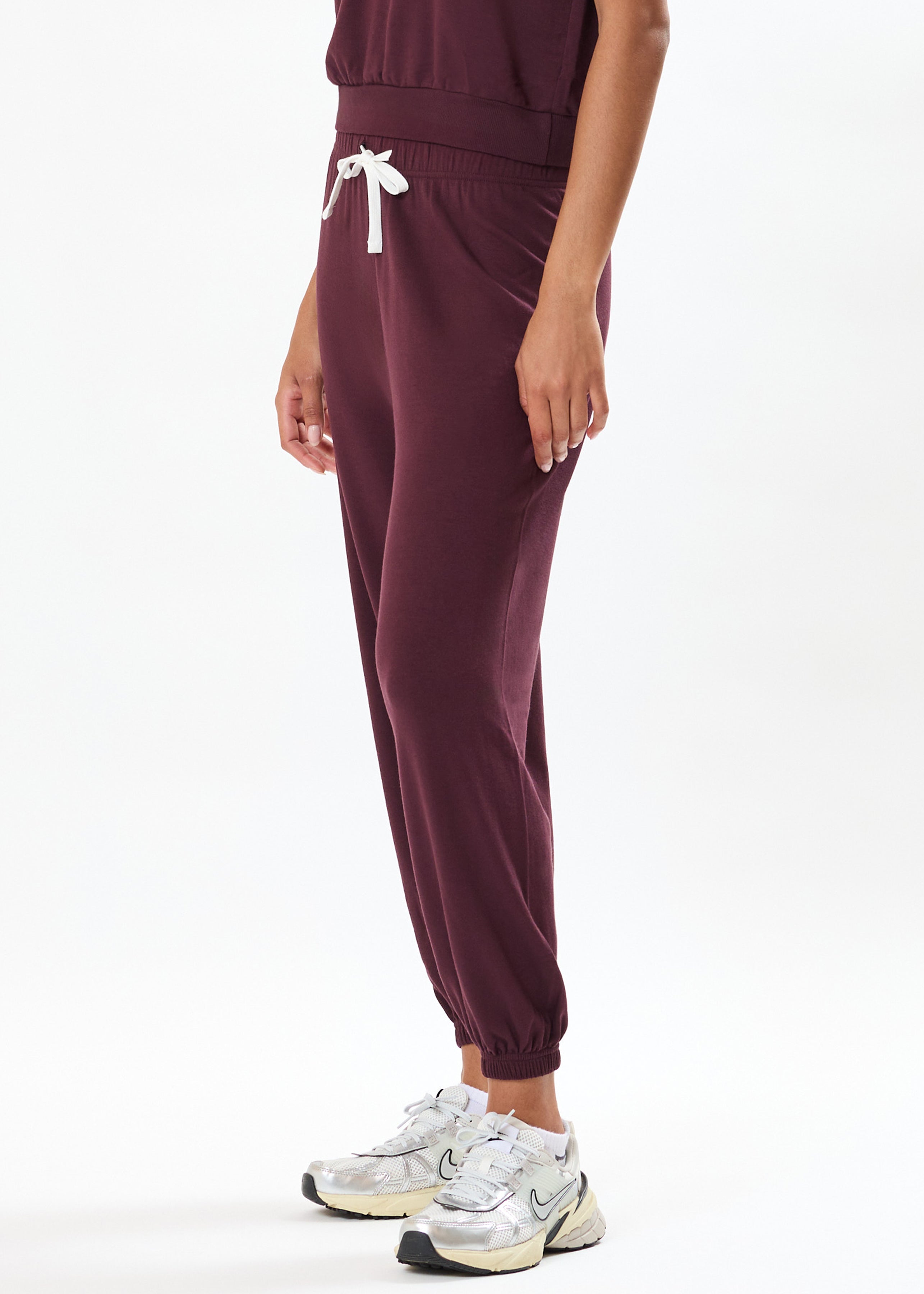 Andie Oversized Fleece Sweatpant - Dark Cherry-Splits59-Happy on Main