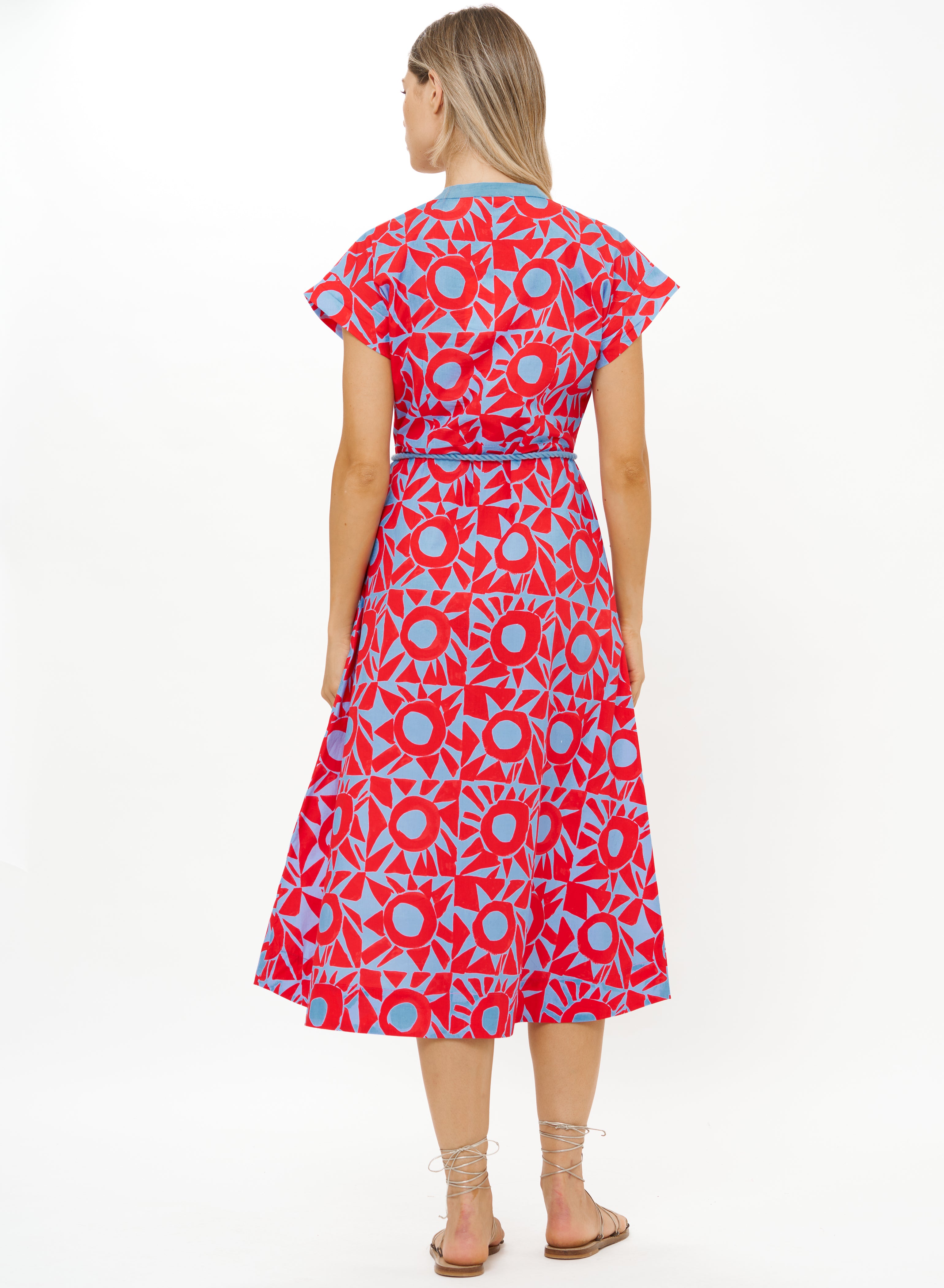 Cap Sleeve Shirt Dress Midi