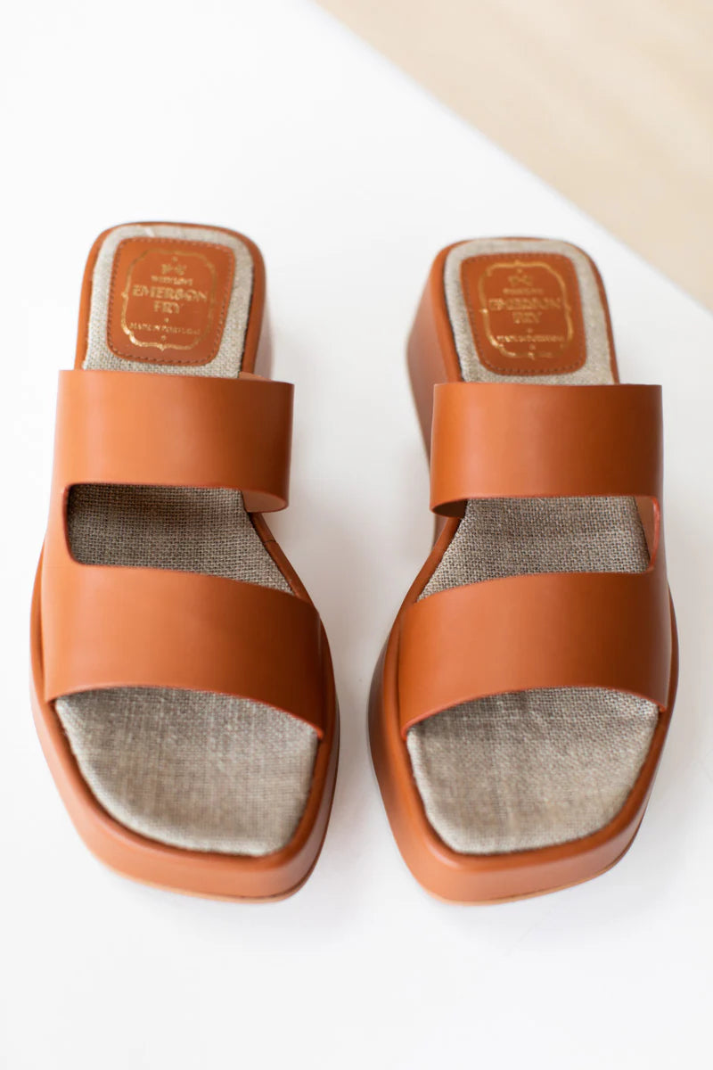 Platform Slide - Almond Leather-Emerson Fry-Happy on Main