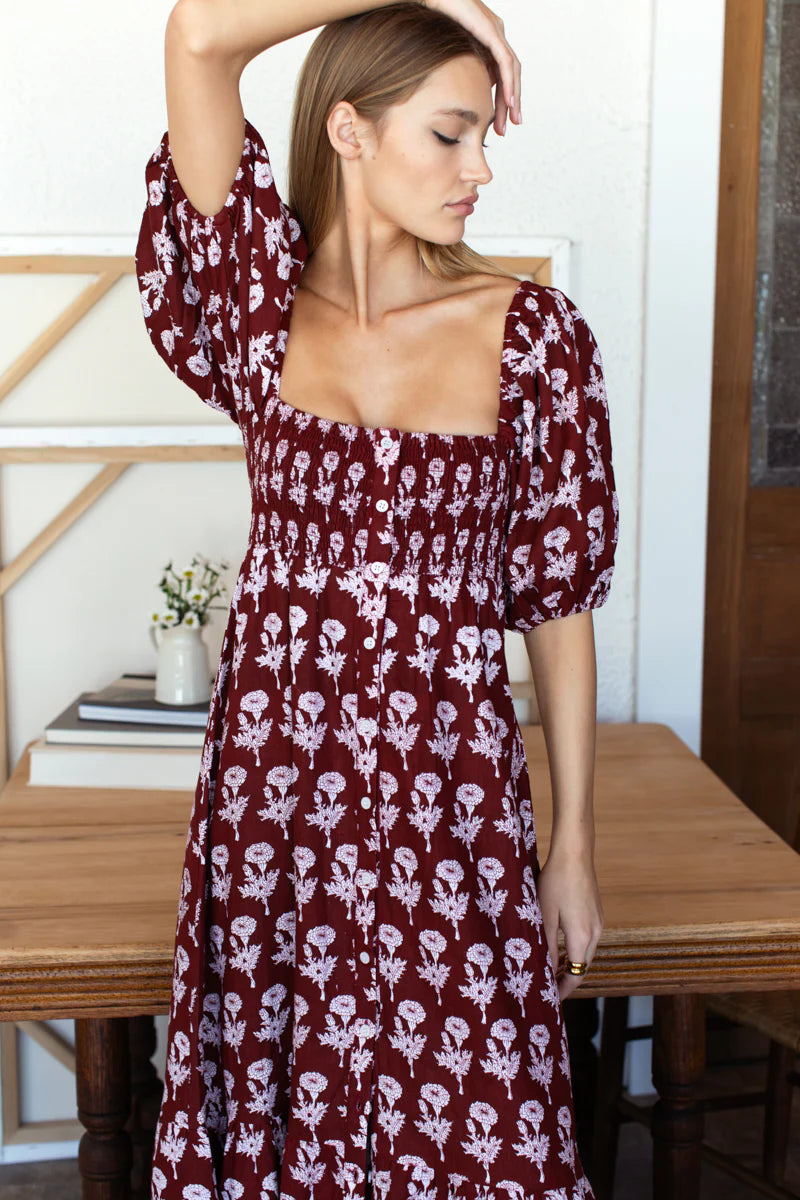 Santiago 4 Maxi Dress - Pressed Marigolds Rouge-Emerson Fry-Happy on Main
