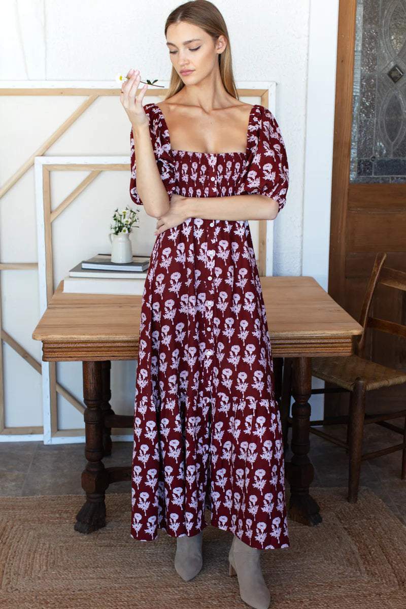 Santiago 4 Maxi Dress - Pressed Marigolds Rouge-Emerson Fry-Happy on Main