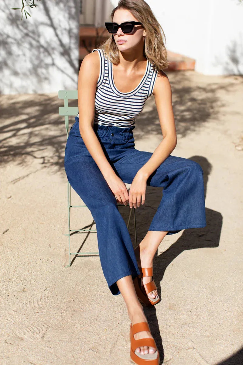 Zip Front Tulip Crop Flare 2-Pants-Happy on Main