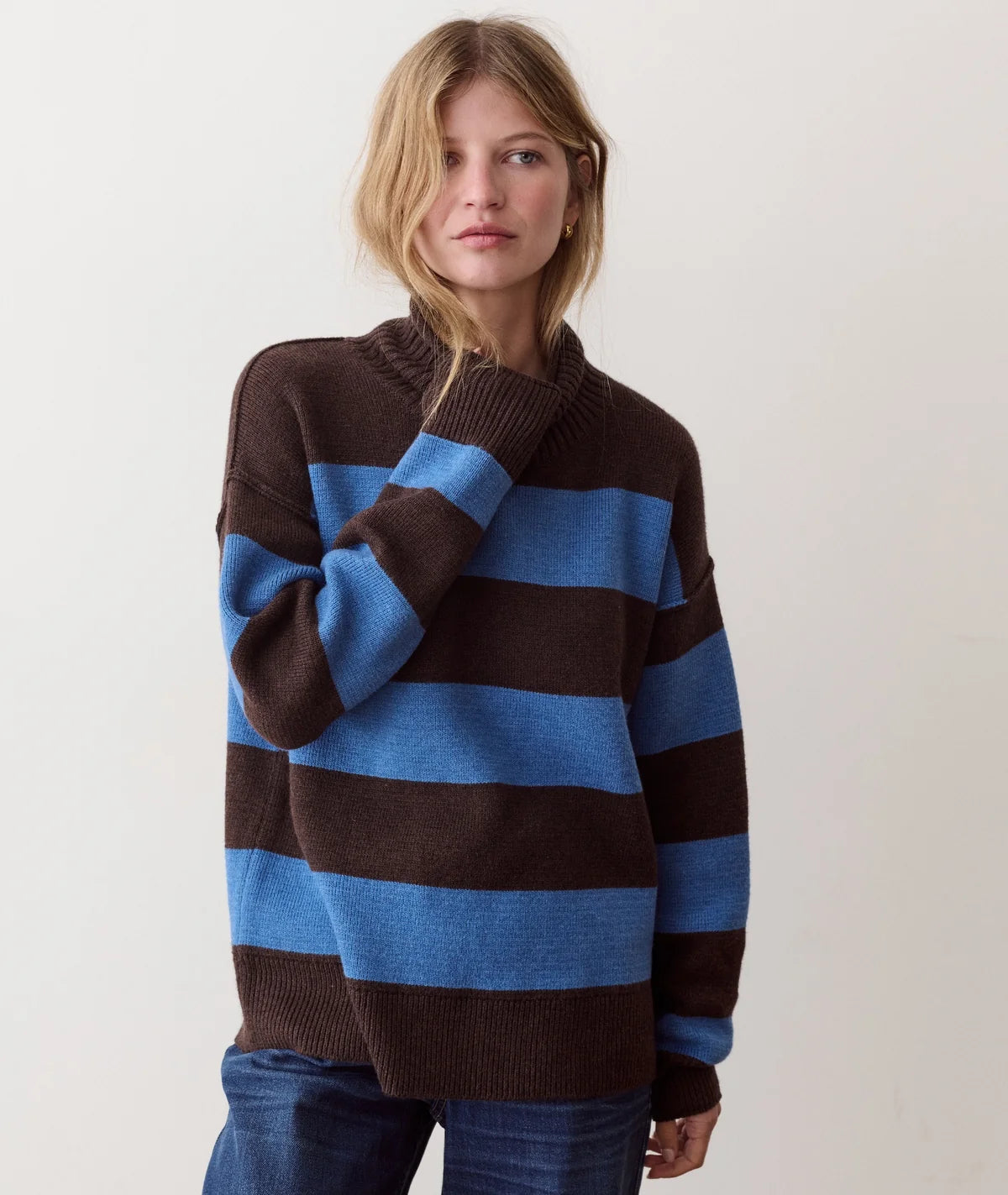 Maggie Rollneck Sweater - Chocolate & Coronet