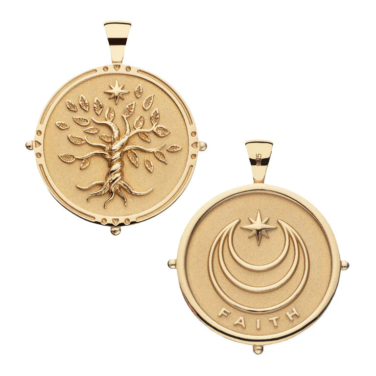 FAITH JW Original Pendant Coin - Gold / 16-18" Classic Rolo Chain-Jane Win-Happy on Main