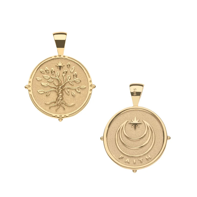FAITH JW Small Pendant Coin - 16-18" Beaded Satellite Chain-Jane Win-Happy on Main