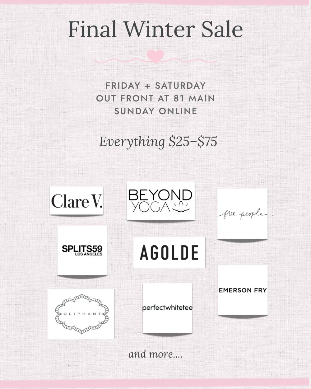 Final Winter Sale at 81 Main-Happy on Main-Happy on Main